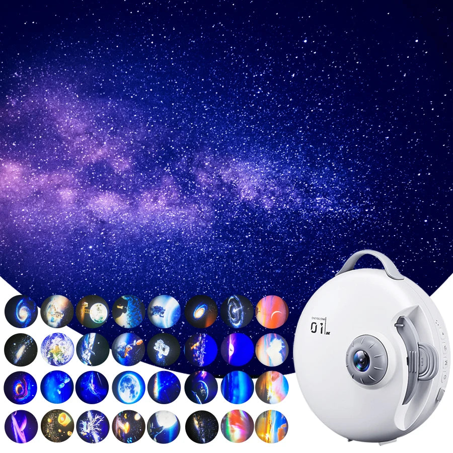 Starry Night: HD Focus Galaxy Projector with Built-in Bluetooth and white noise encalife