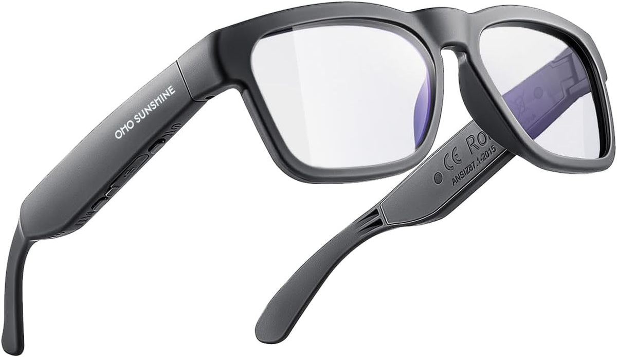 Open ear Bluetooth smart glasses with UV400 lenses and wireless audio