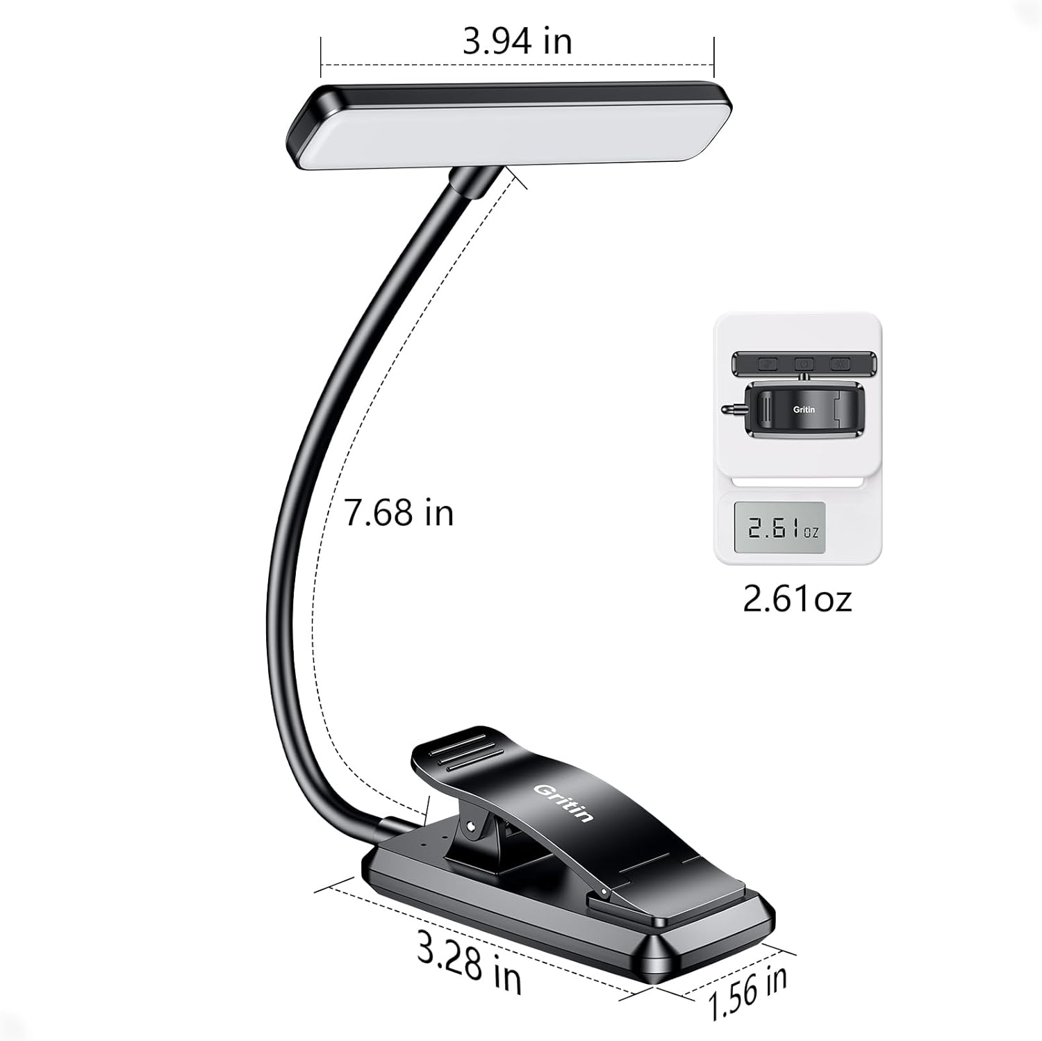 Rechargeable LED Book Light With Adjustable Brightness encalife