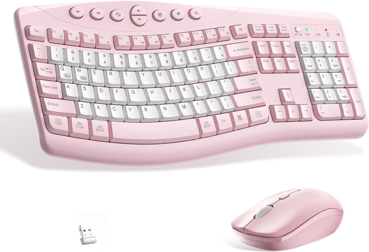 Wireless Keyboard Mouse Combo Ergonomic Gaming encalife
