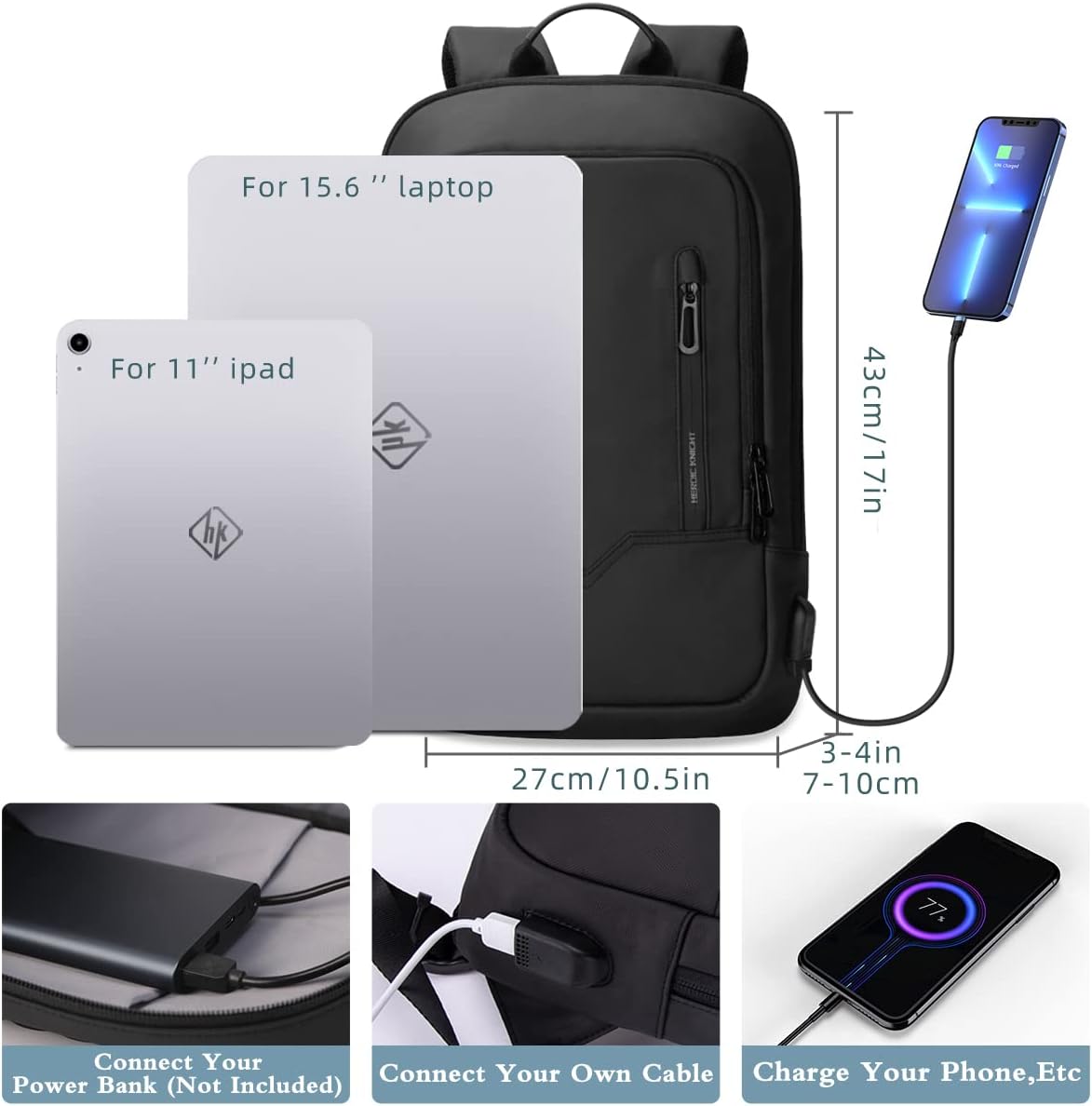 Business Laptop Backpack I USB Charger encalife