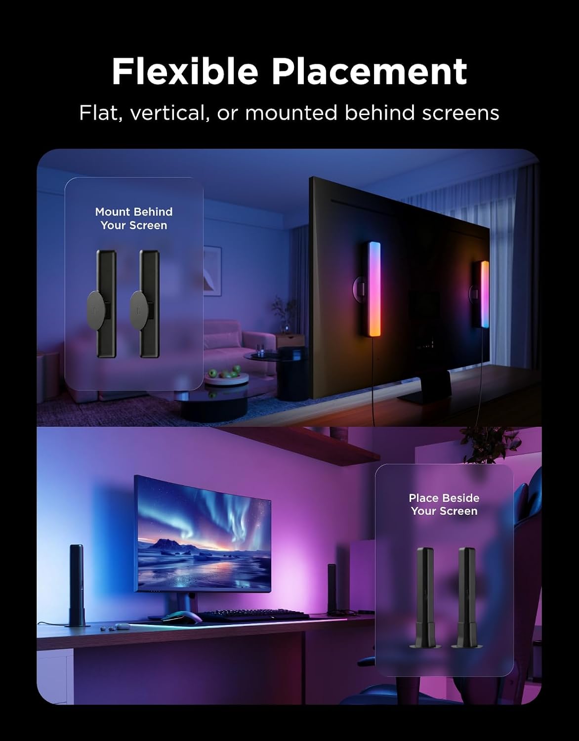 Immersive RGBICWW Smart Light Bar With Music Sync encalife