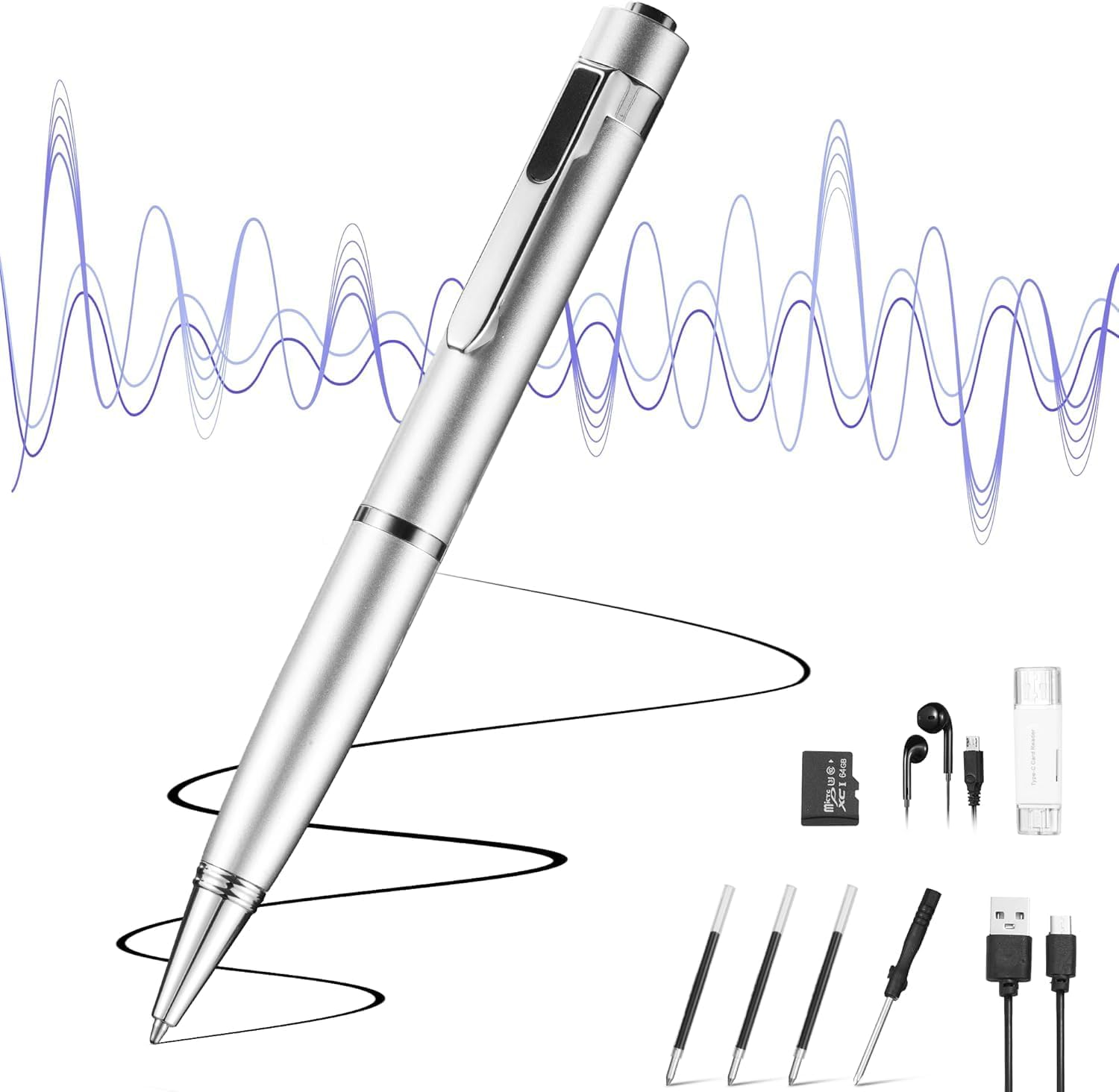 Portable voice recorder with 360 degree omnidirectional microphone