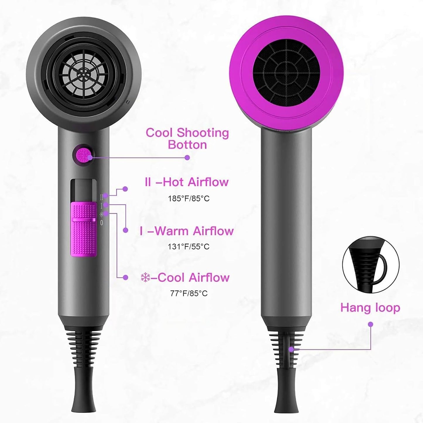 Professional Hair Dryer | 1800W Ionic Fast Dry Blow Dryer with Diffuser encalife