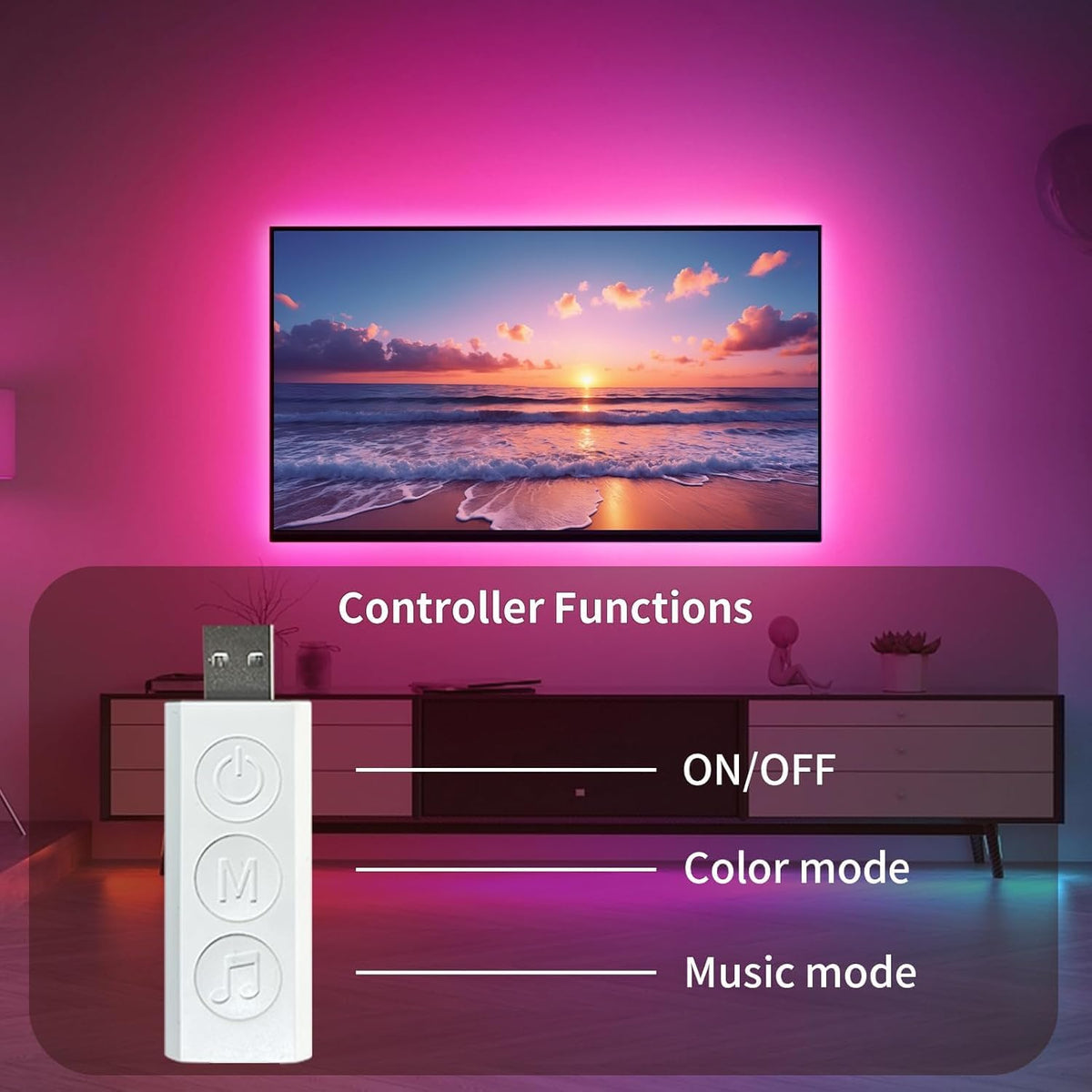 Immersive 16.5FT RGB TV Backlight With Music Sync encalife