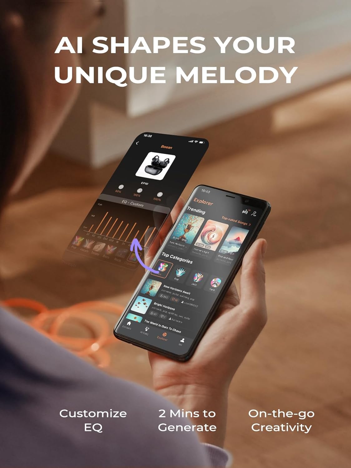 Open Ear Bluetooth Headphones with AI Music encalife