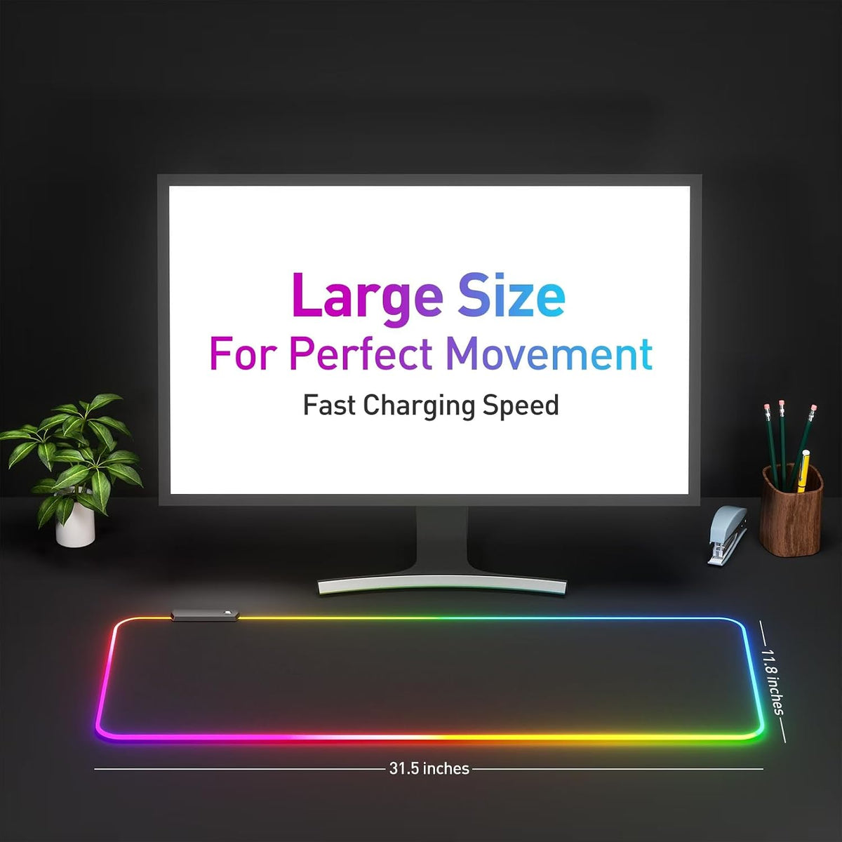 RGB Lighting Extended Gaming Mouse Pad encalife