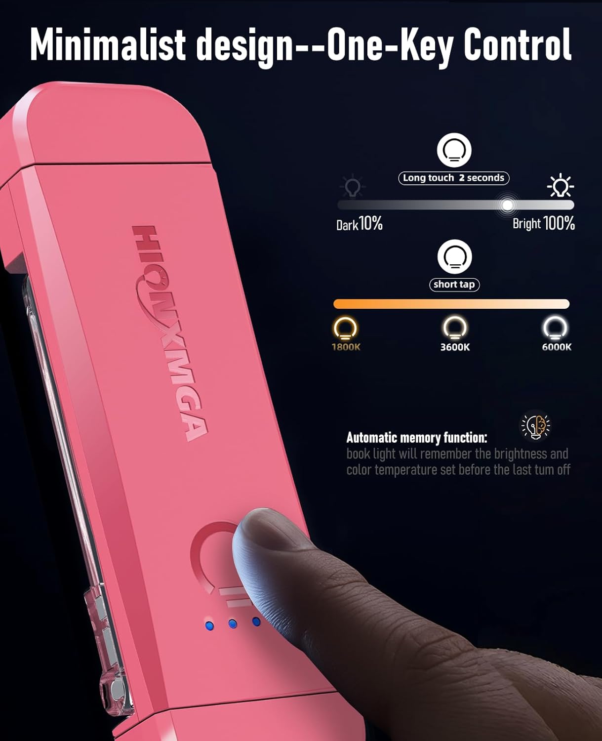 Rechargeable Touch Control Book Light With Memory Function encalife