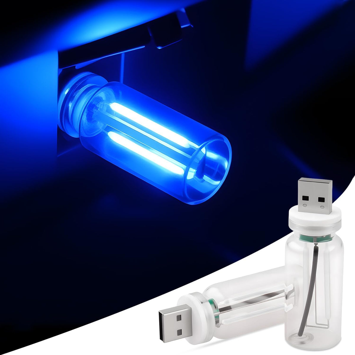 retro USB car ambient light plugged into vehicle USB port