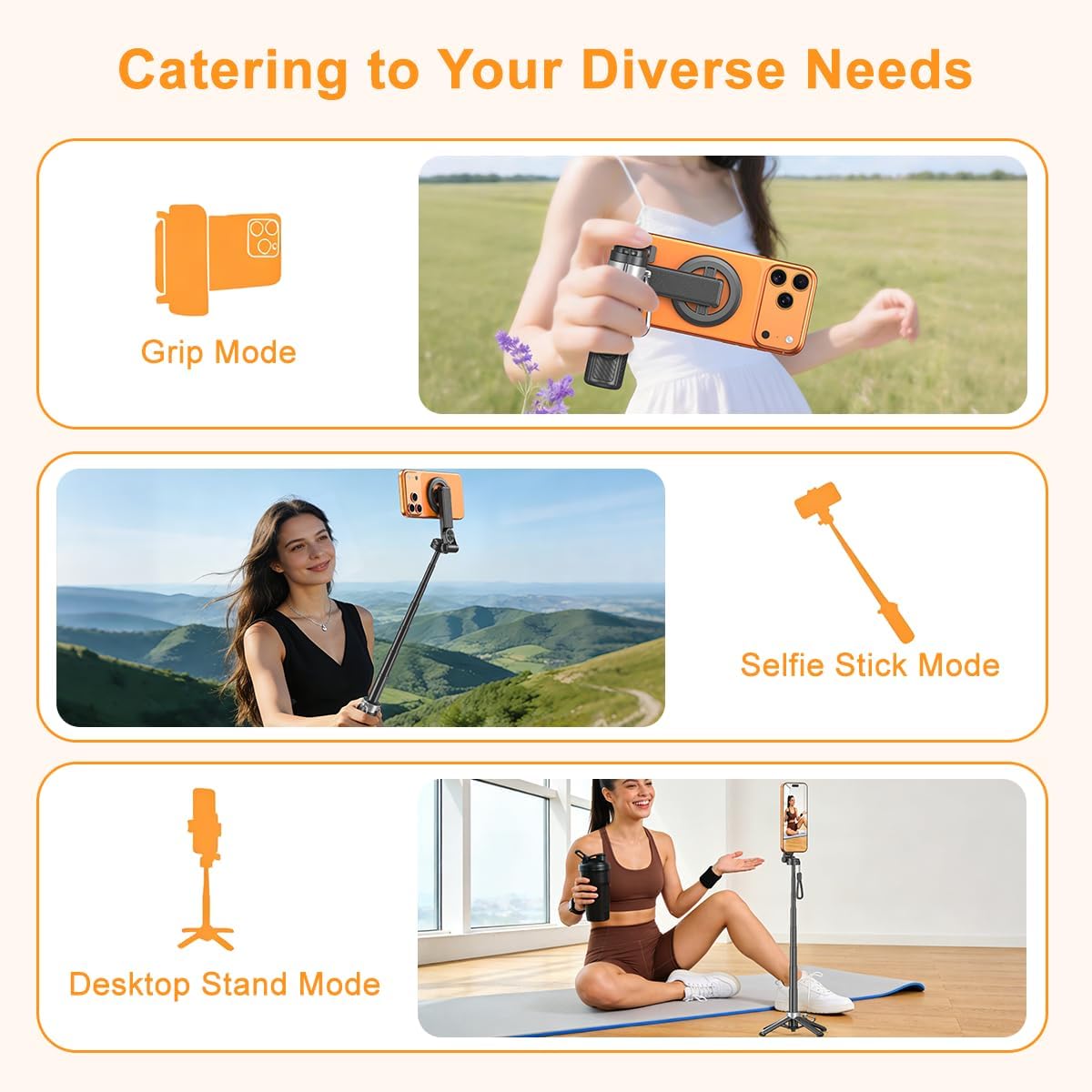 5-in-1 Magnetic Selfie Stick Tripod With Remote encalife