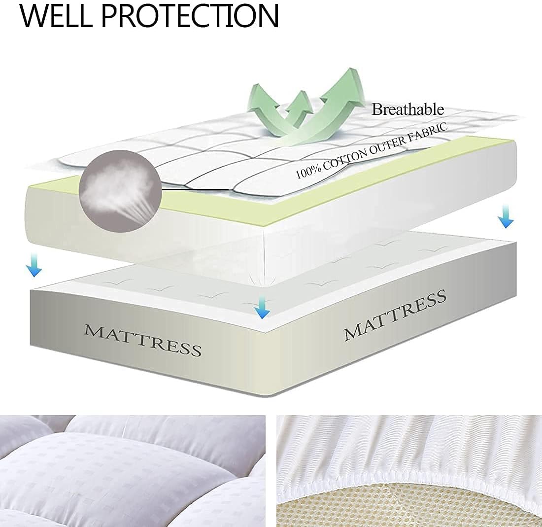 Cooling Cotton Mattress Pad for Softer Sleep encalife