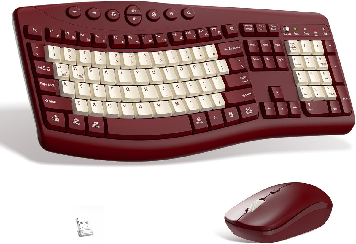 Wireless Keyboard Mouse Combo Ergonomic Gaming encalife