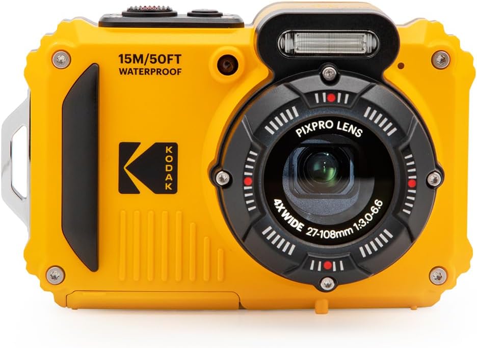 16MP yellow waterproof underwater digital camera for snorkeling and travel photography