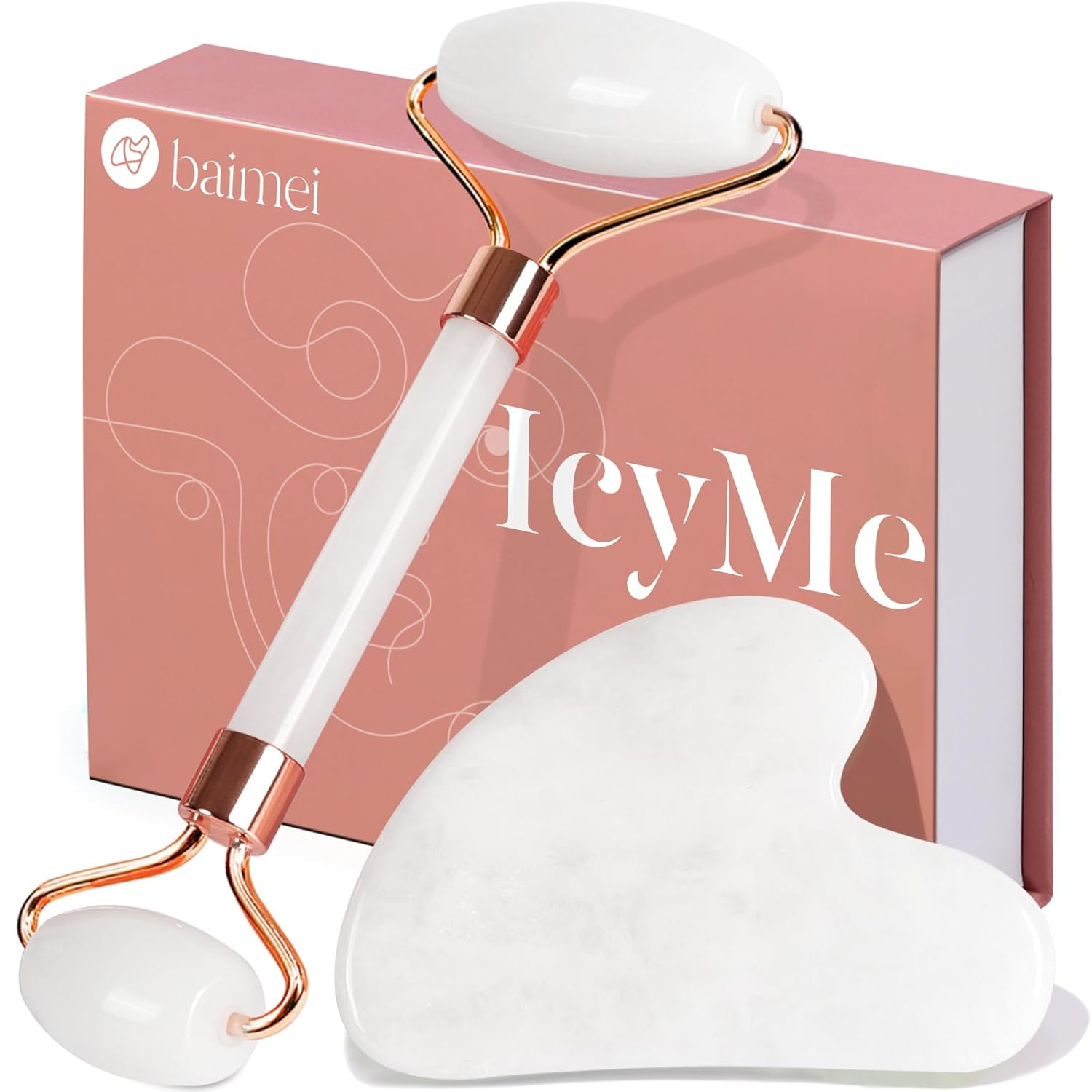 Jade Roller Gua Sha Facial Massage Beauty Set encalife