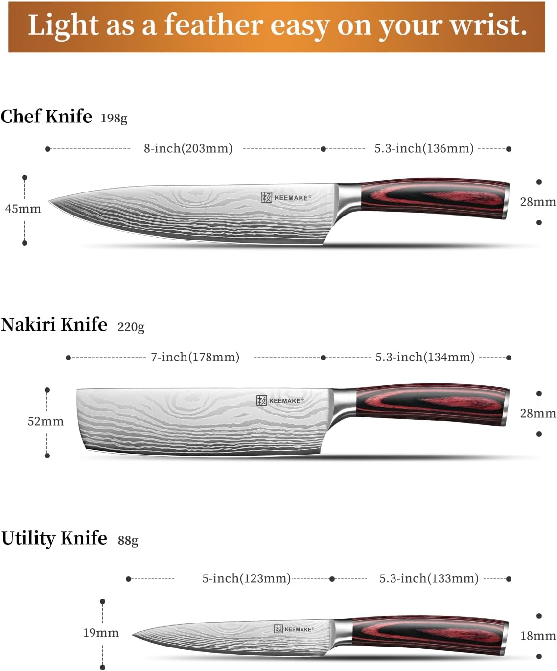 Kitchen Knife Set | 3PCS Chef Knife Set encalife
