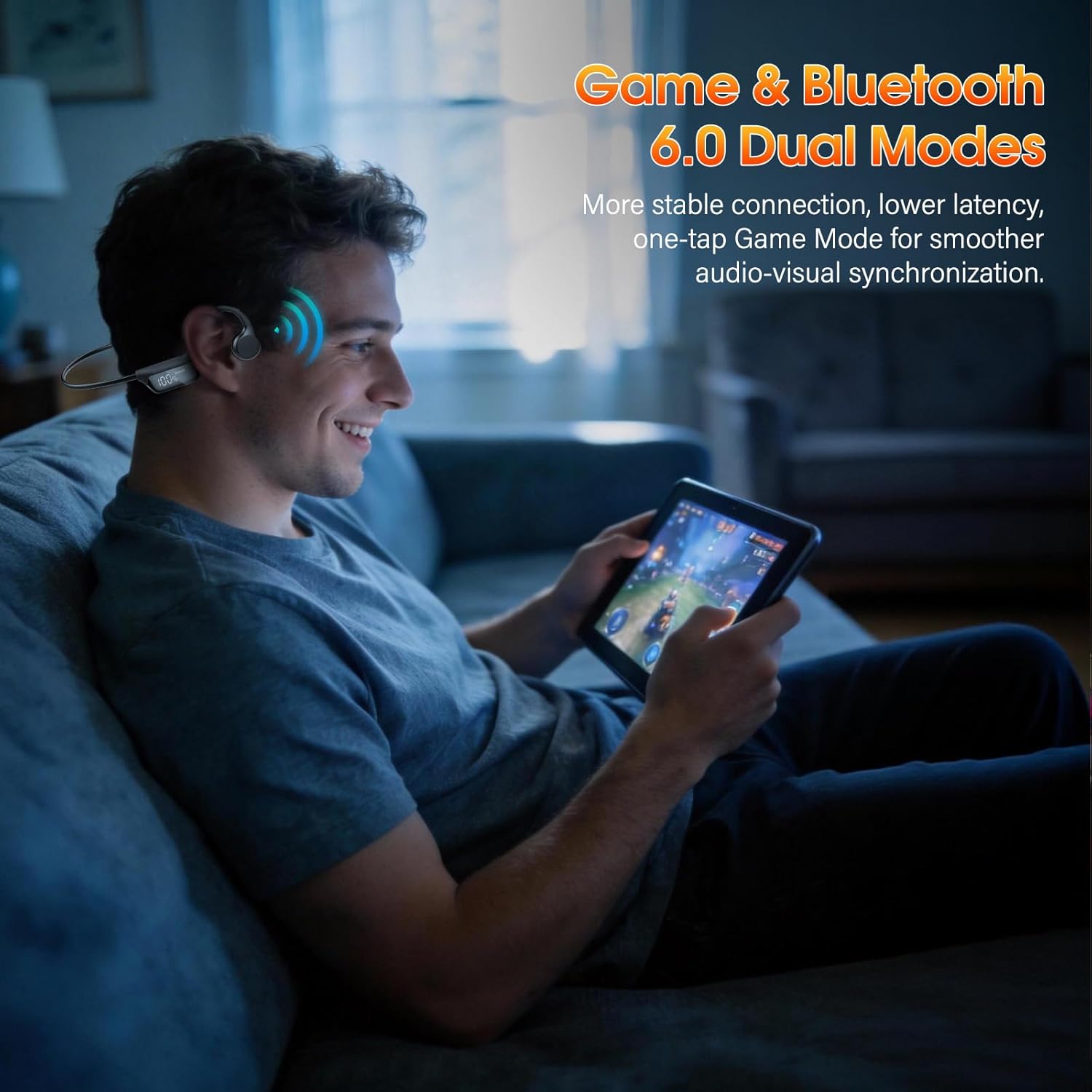 Open Ear Bluetooth Headphones with Game Mode encalife