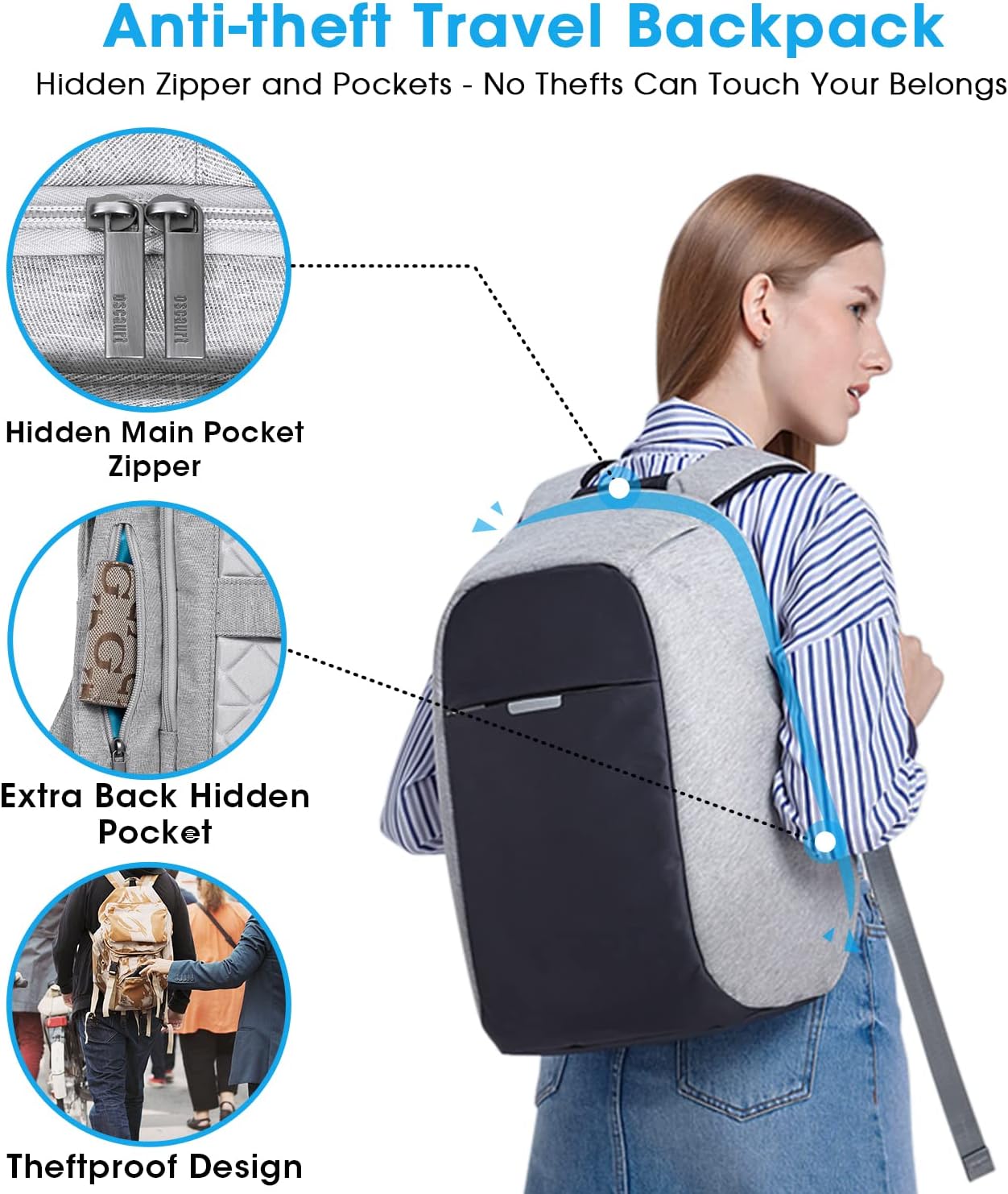 Anti Theft Laptop Backpack With USB encalife