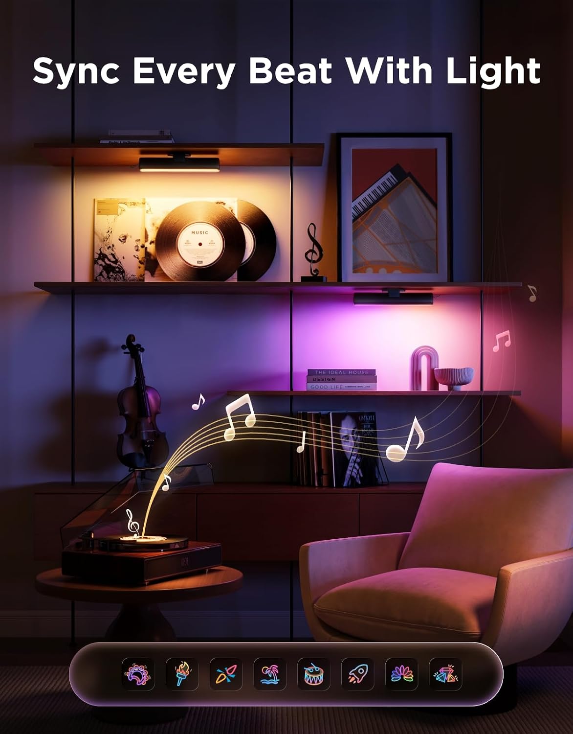 Immersive RGBICWW Smart Light Bar With Music Sync encalife
