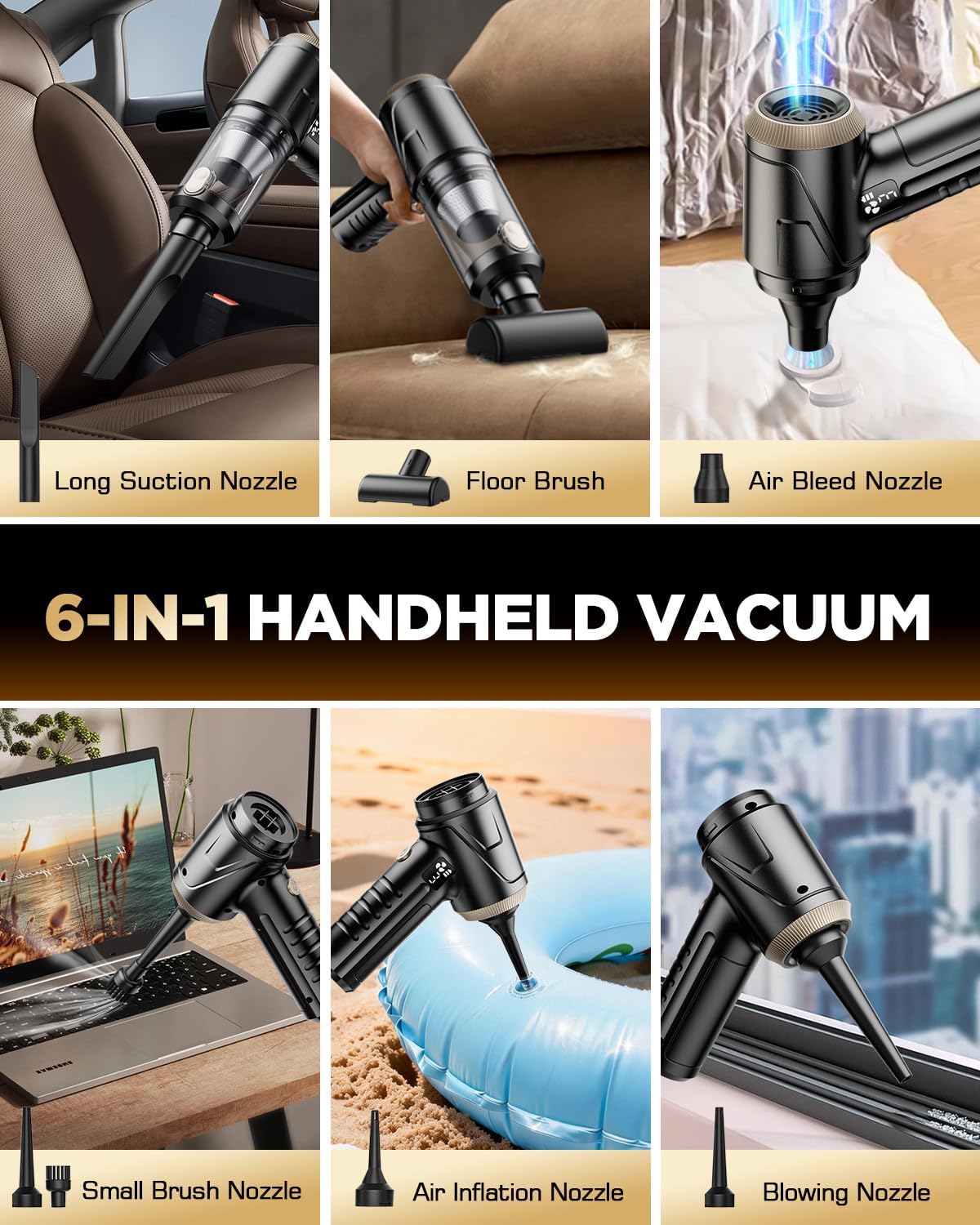 26000Pa Portable Handheld Cordless Vacuum Cleaner encalife