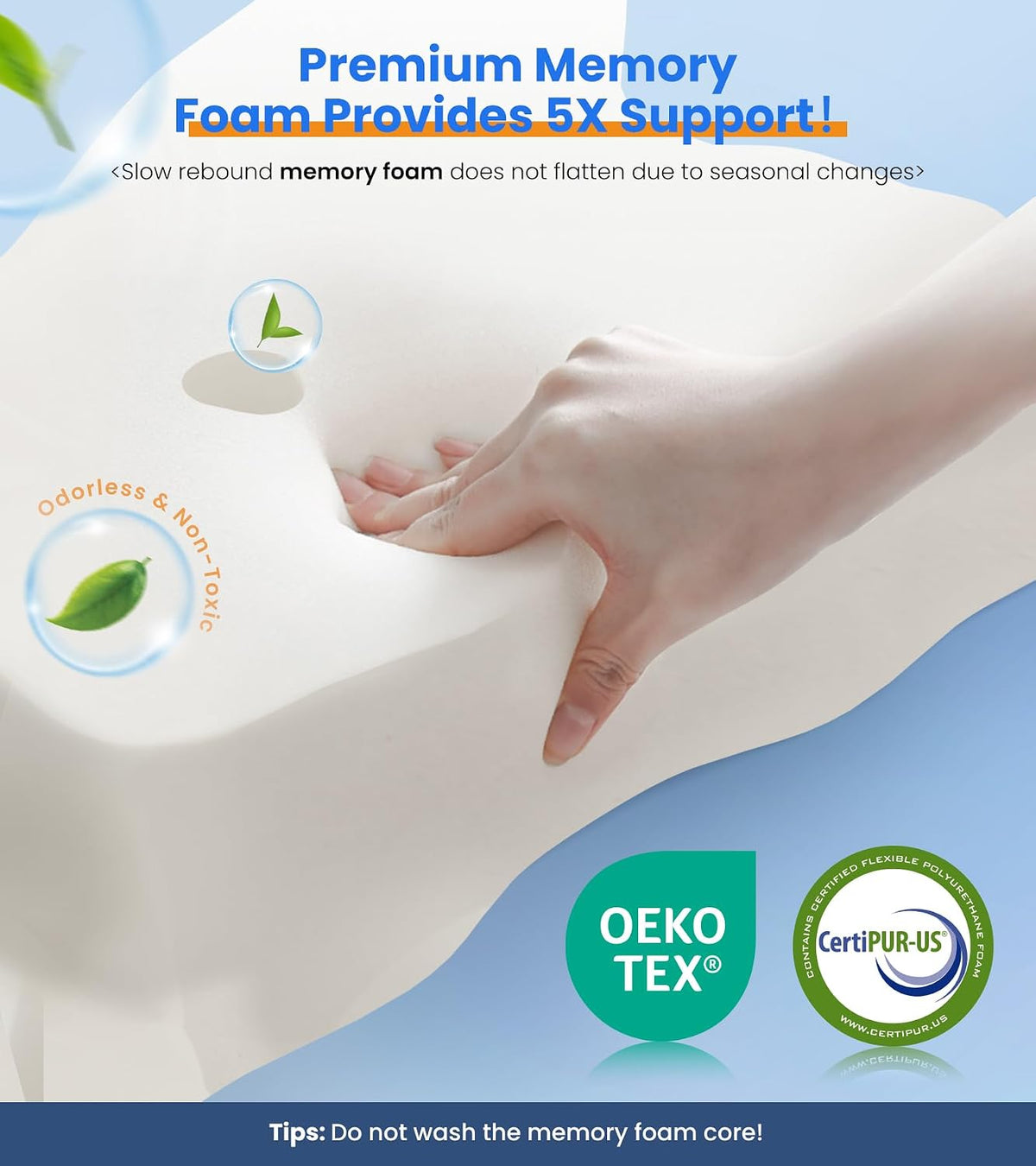 Side Sleeper Cervical Memory Foam Pillow encalife
