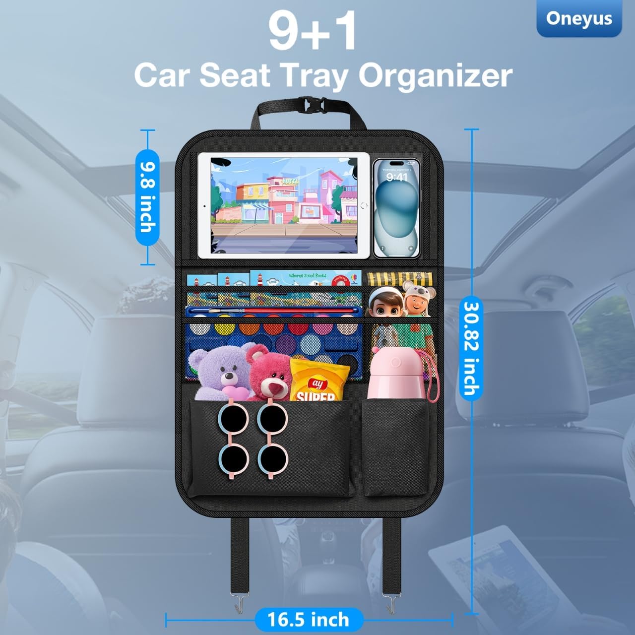 Foldable Tray Car Backseat Organizer with Tablet encalife