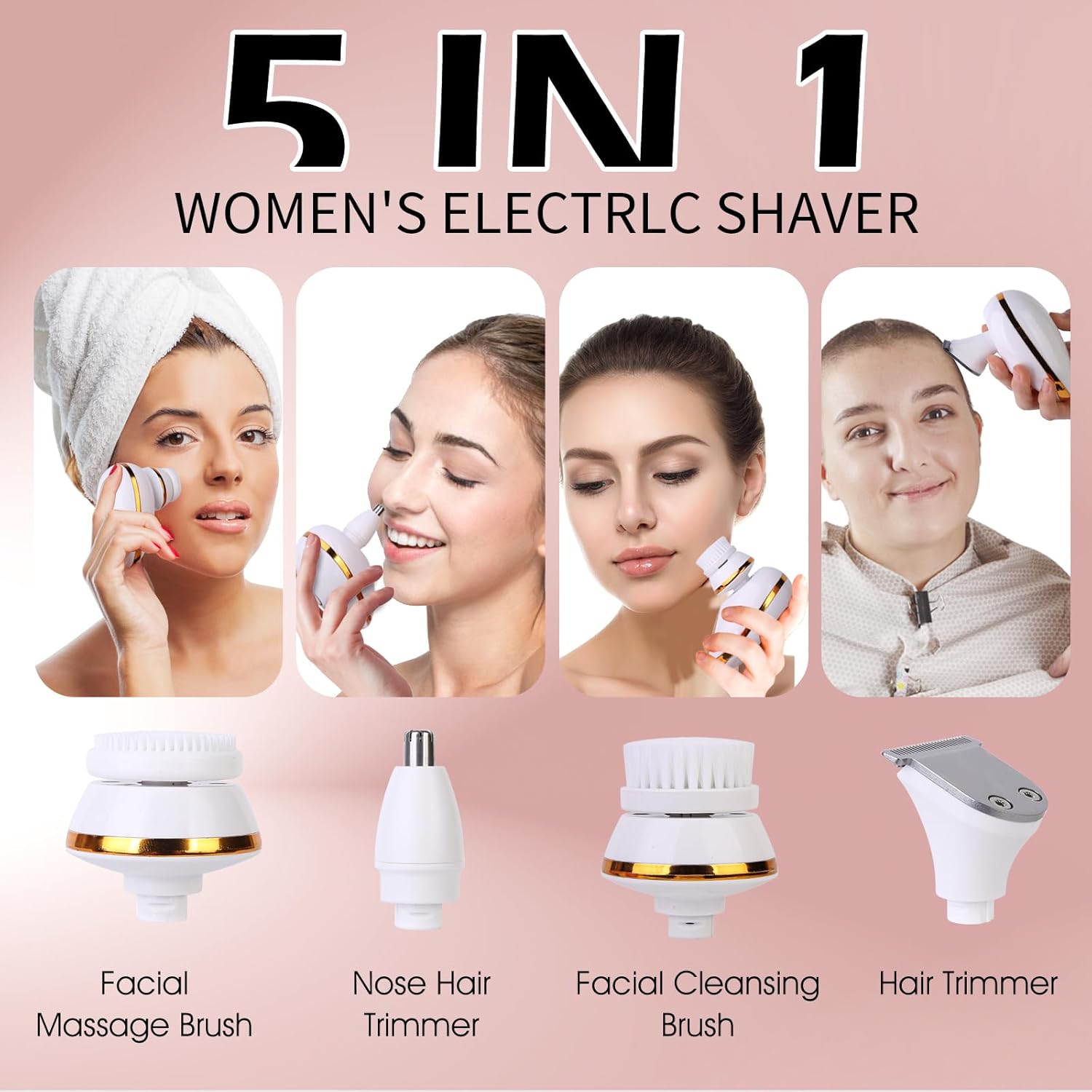5-in-1 Electric Razor Women Wet Dry Shaver encalife