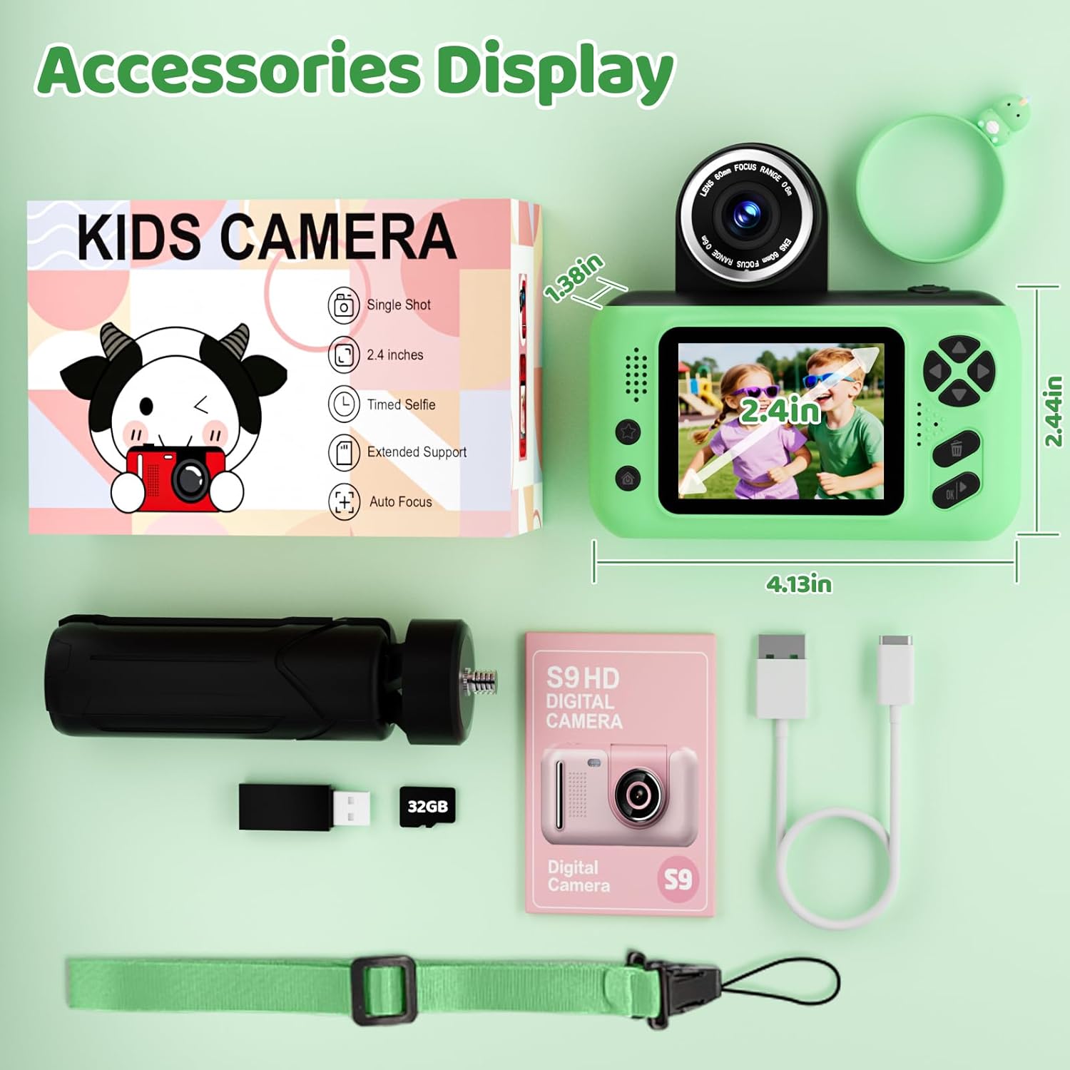 Kids Camera with 1080P Video & 32GB Card encalife