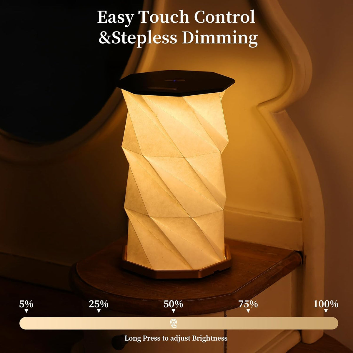 Foldable Rechargeable Travel Lamp With Warm Touch Dimming encalife