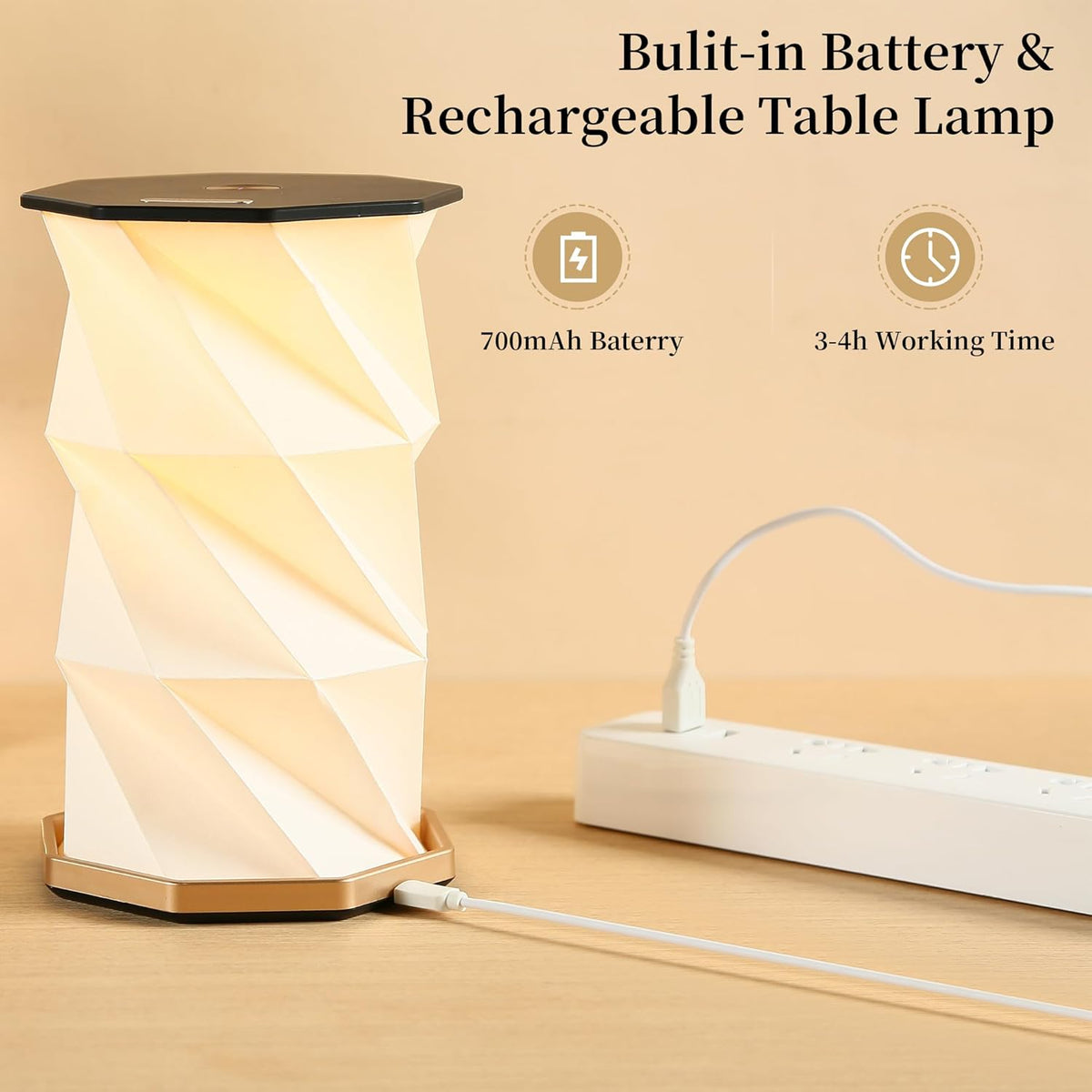 Foldable Rechargeable Travel Lamp With Warm Touch Dimming encalife