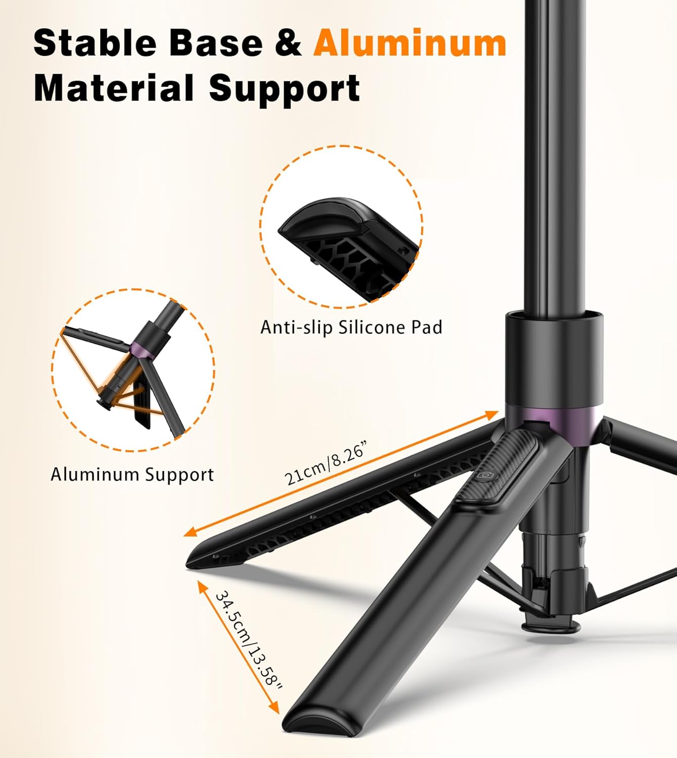 68-Inch Magnetic Selfie Tripod With Rechargeable Remote encalife