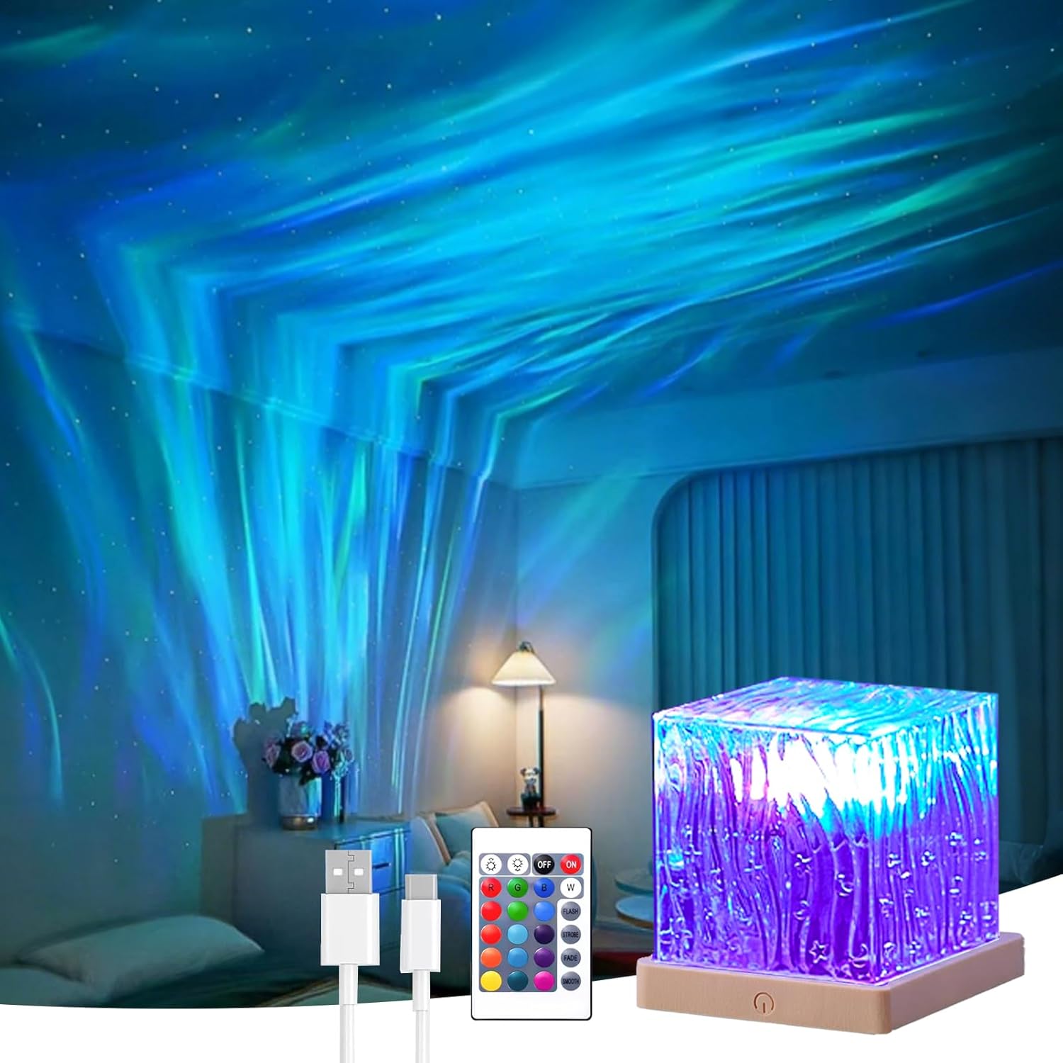 Calming Ocean Wave Projector Lamp With Remote Control encalife