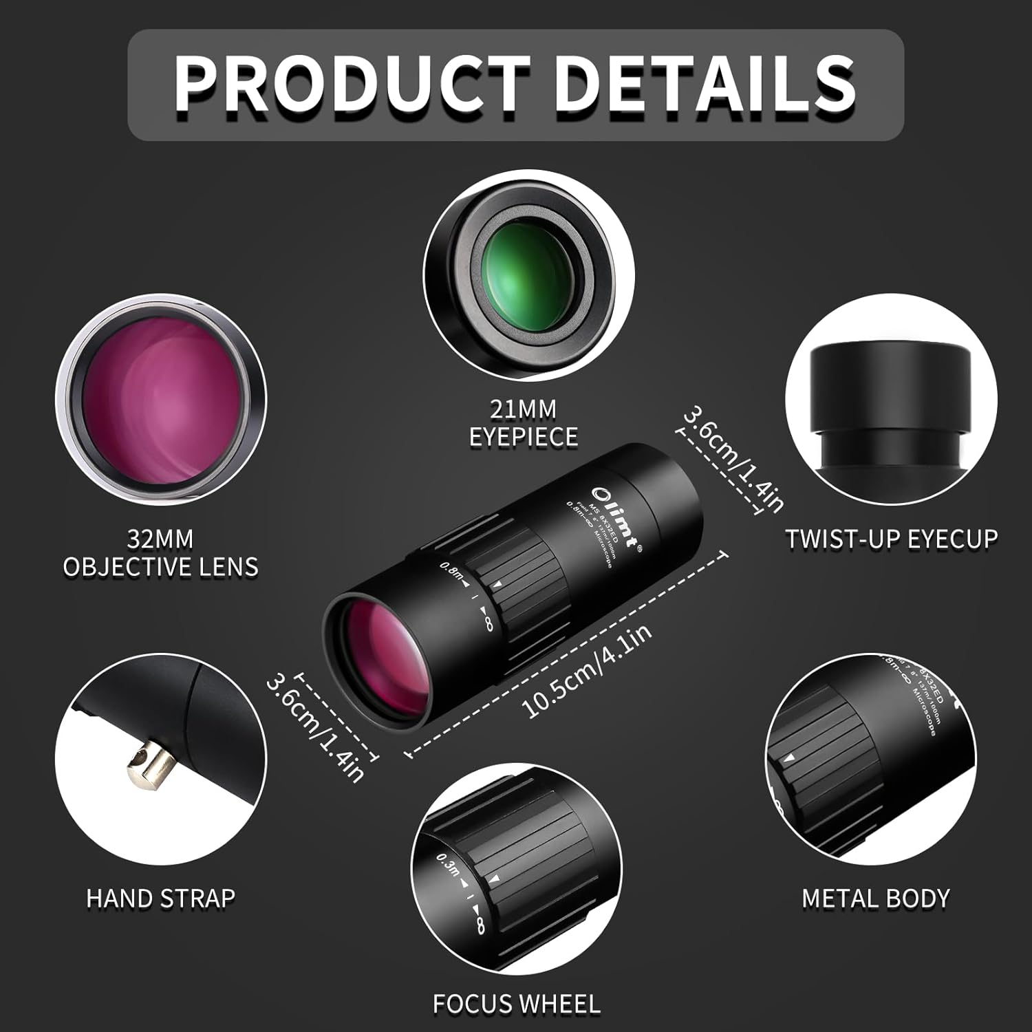 8x32 Pocket Monocular Telescope HD encalife