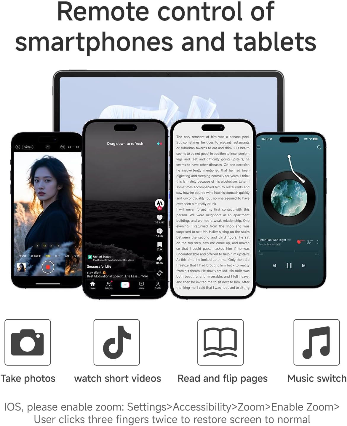 Bluetooth E-Reader Remote for Phones and Tablets encalife