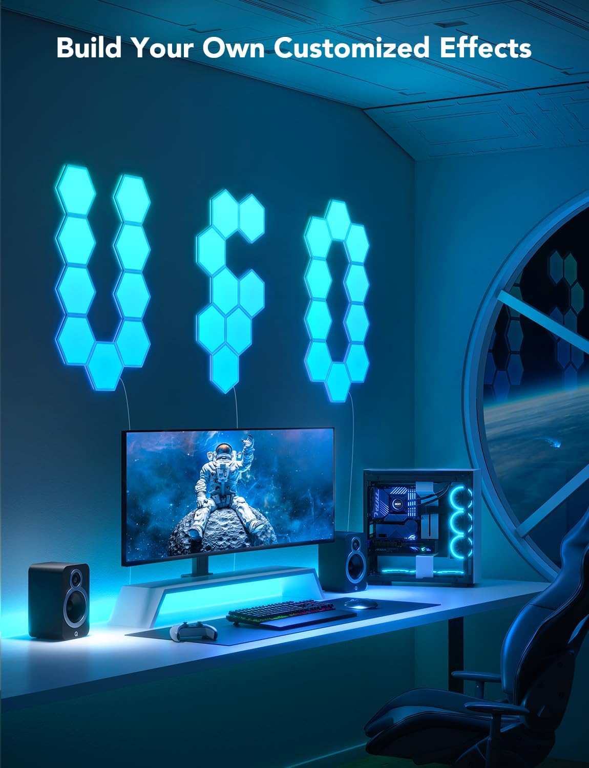 RGB Lighting Hexagon Wall Panels for Gaming Decor encalife