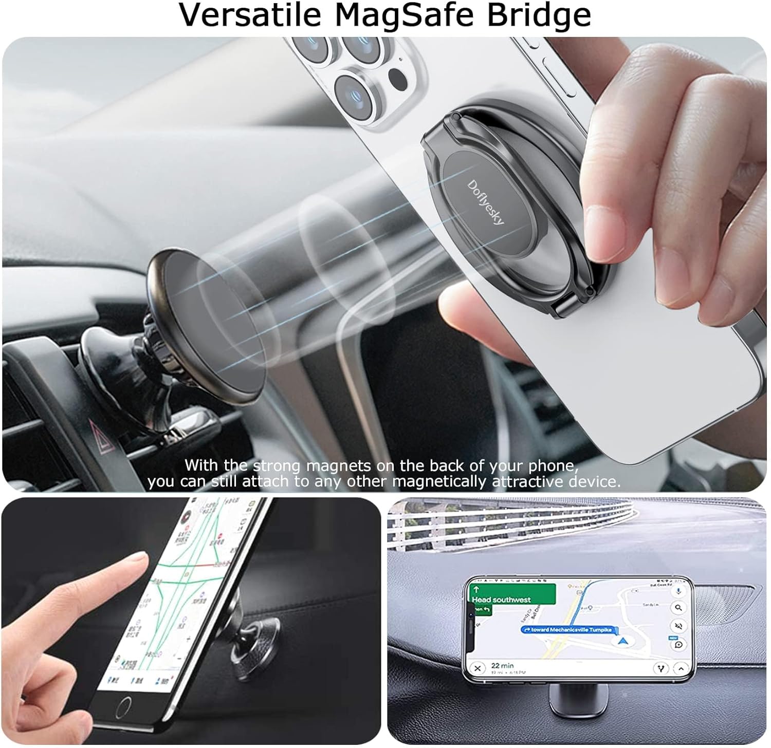 Powerful Double-Magnetic MagSafe-Compatible Phone Ring Grip Stand encalife