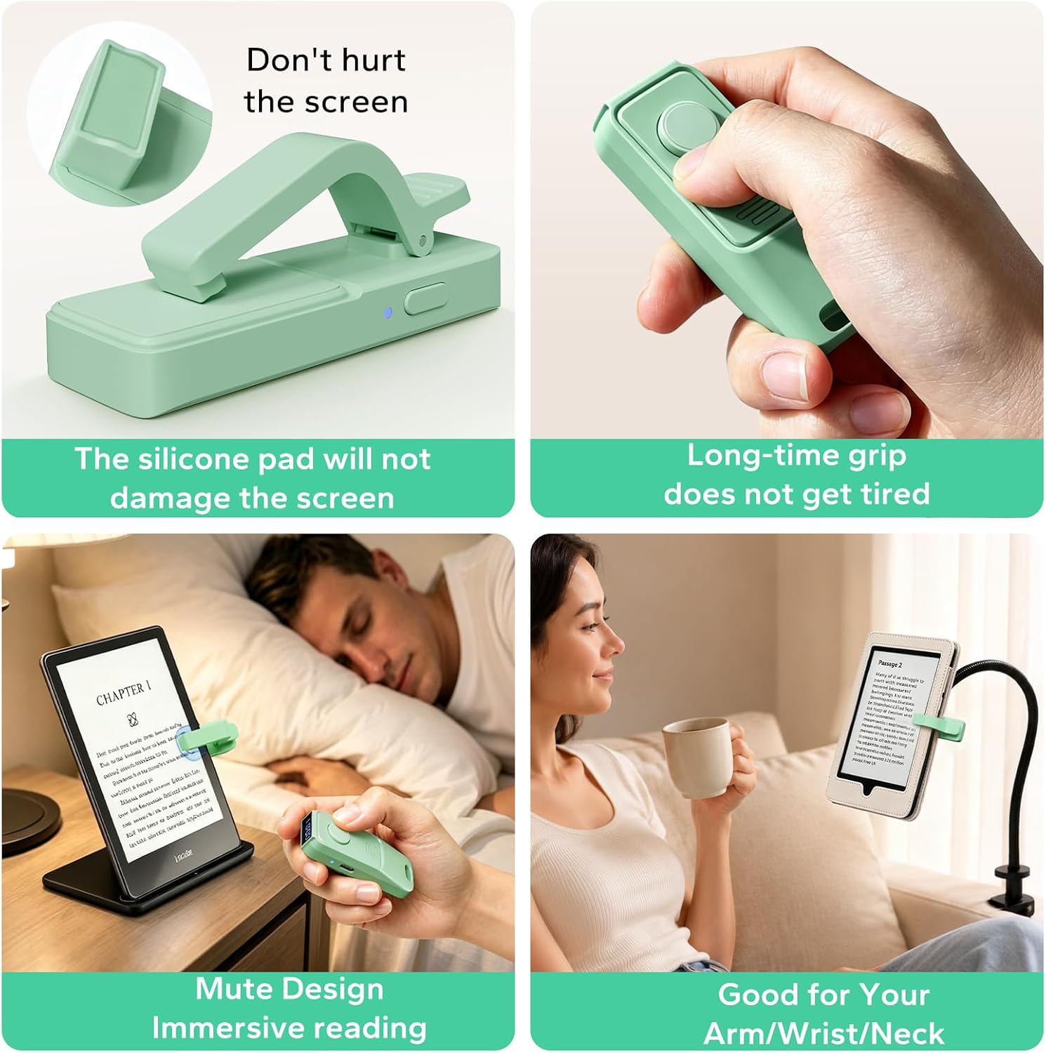 Green Page Turner With Light and Timer encalife
