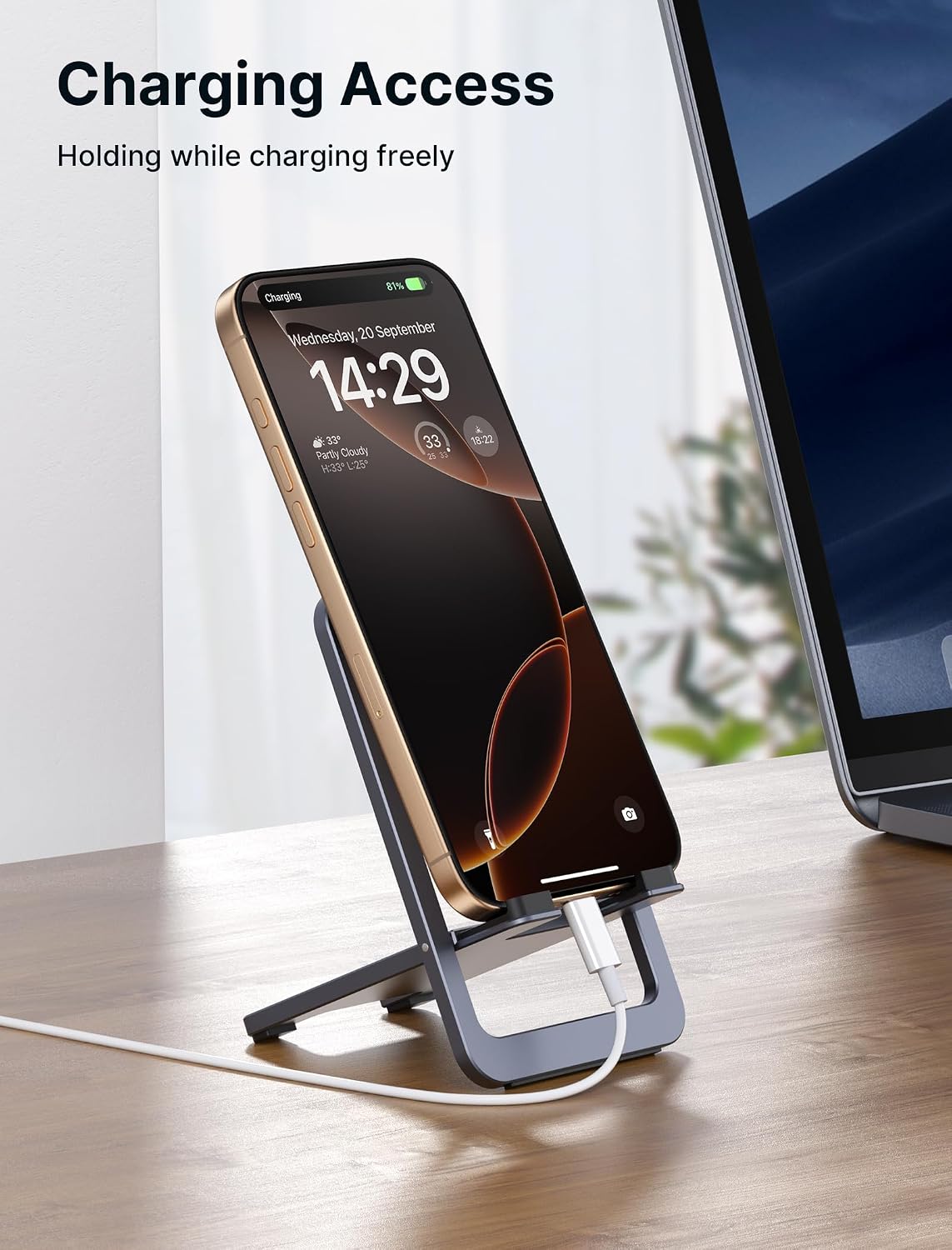Ultra-Slim Fold-Flat Aluminum Phone Stand for Travel encalife
