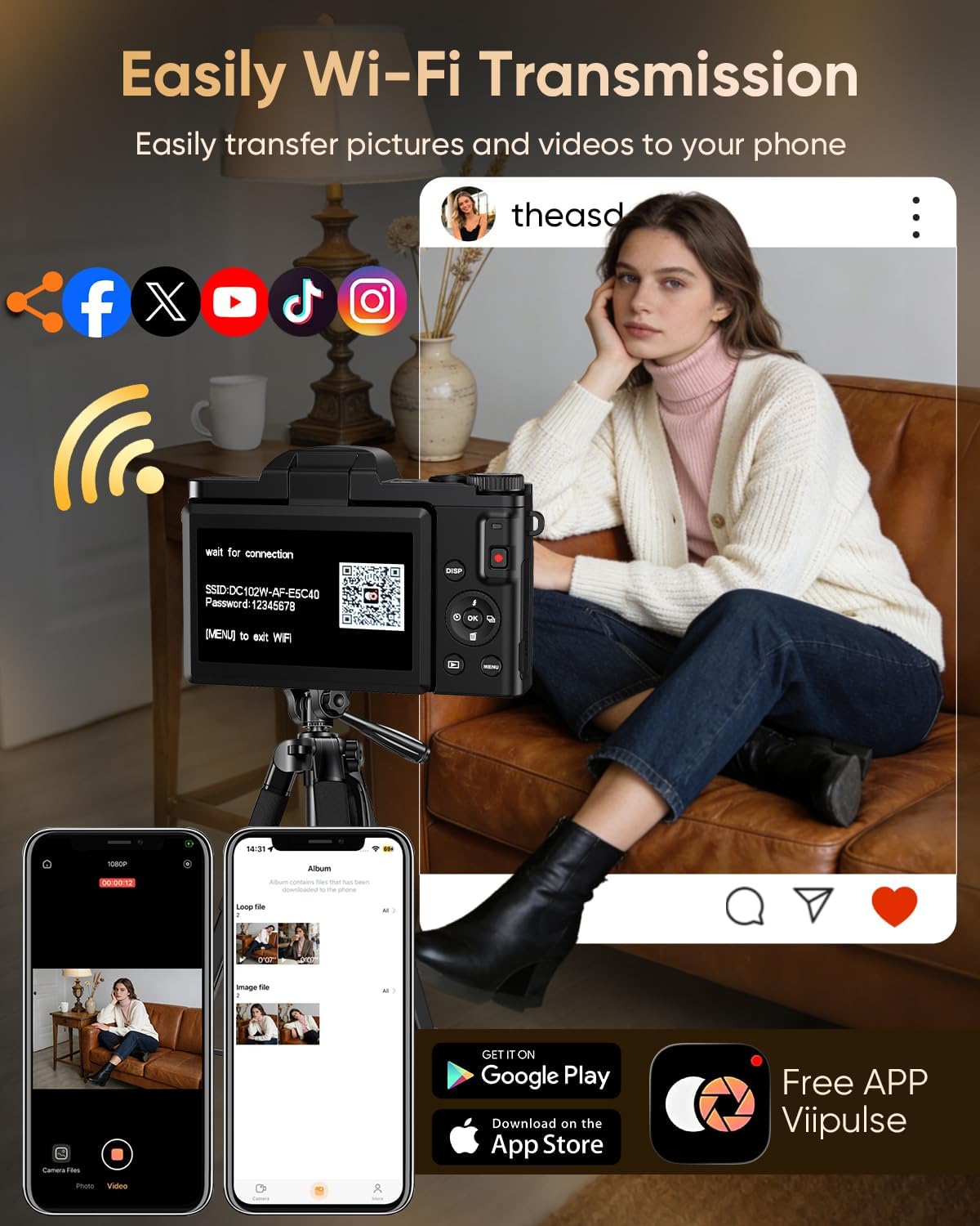 4K Digital Camera I 64MP Vlogging & Travel Camera with Flip Screen encalife