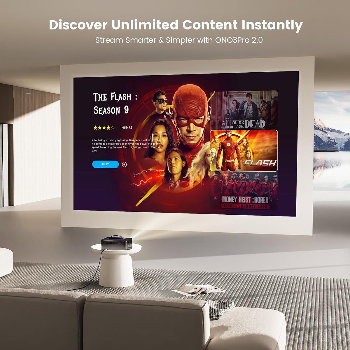 Portable 4K Smart Bedroom Projector encalife