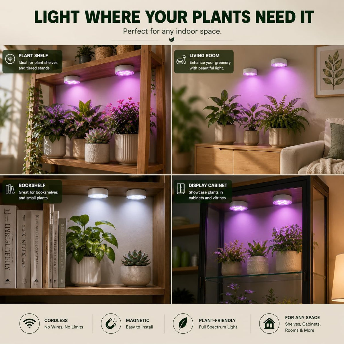 Grow Light For Indoor Plants | Rechargeable Magnetic Wireless encalife