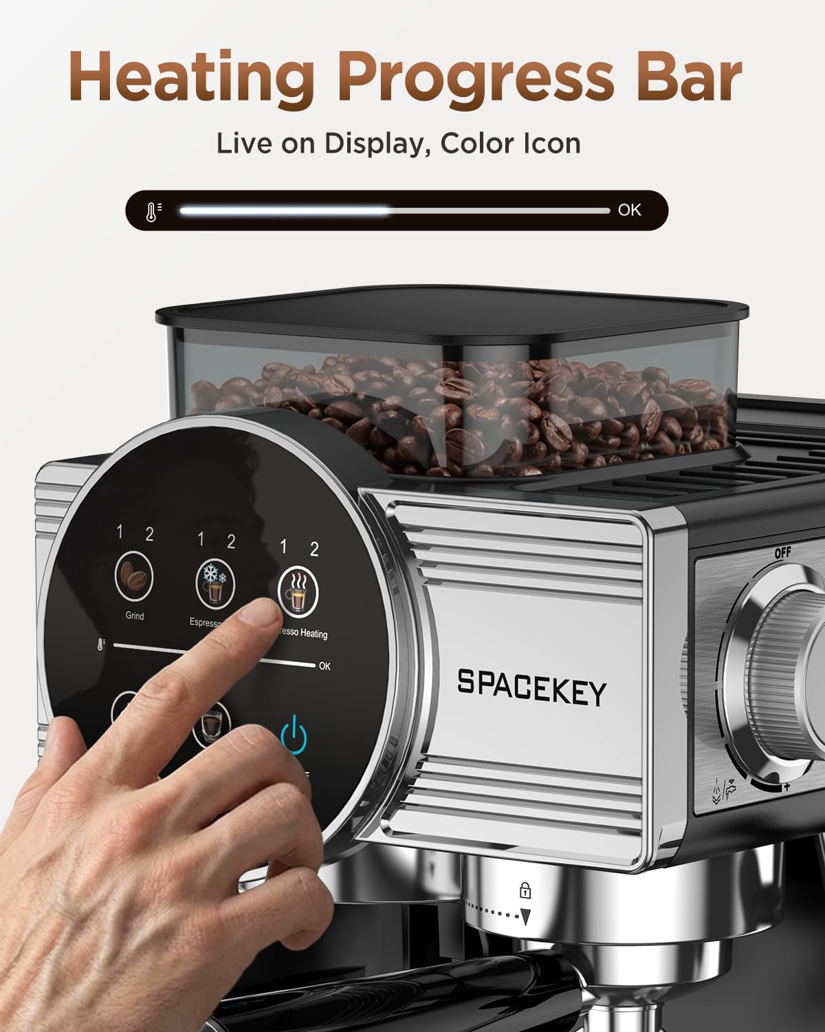 20 Bar Espresso Machine with Grinder & Milk Frother encalife