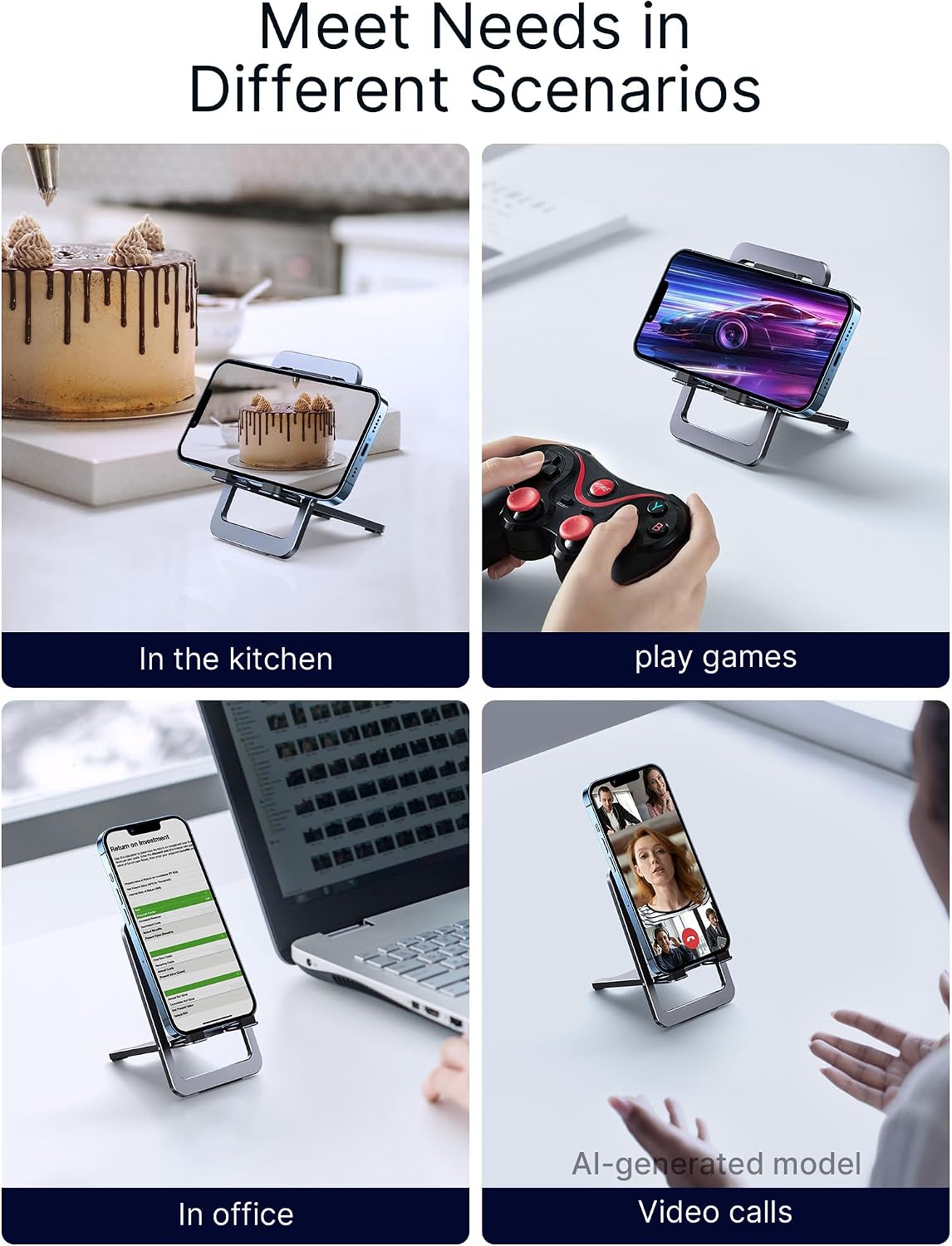 Ultra-Slim Fold-Flat Aluminum Phone Stand for Travel encalife