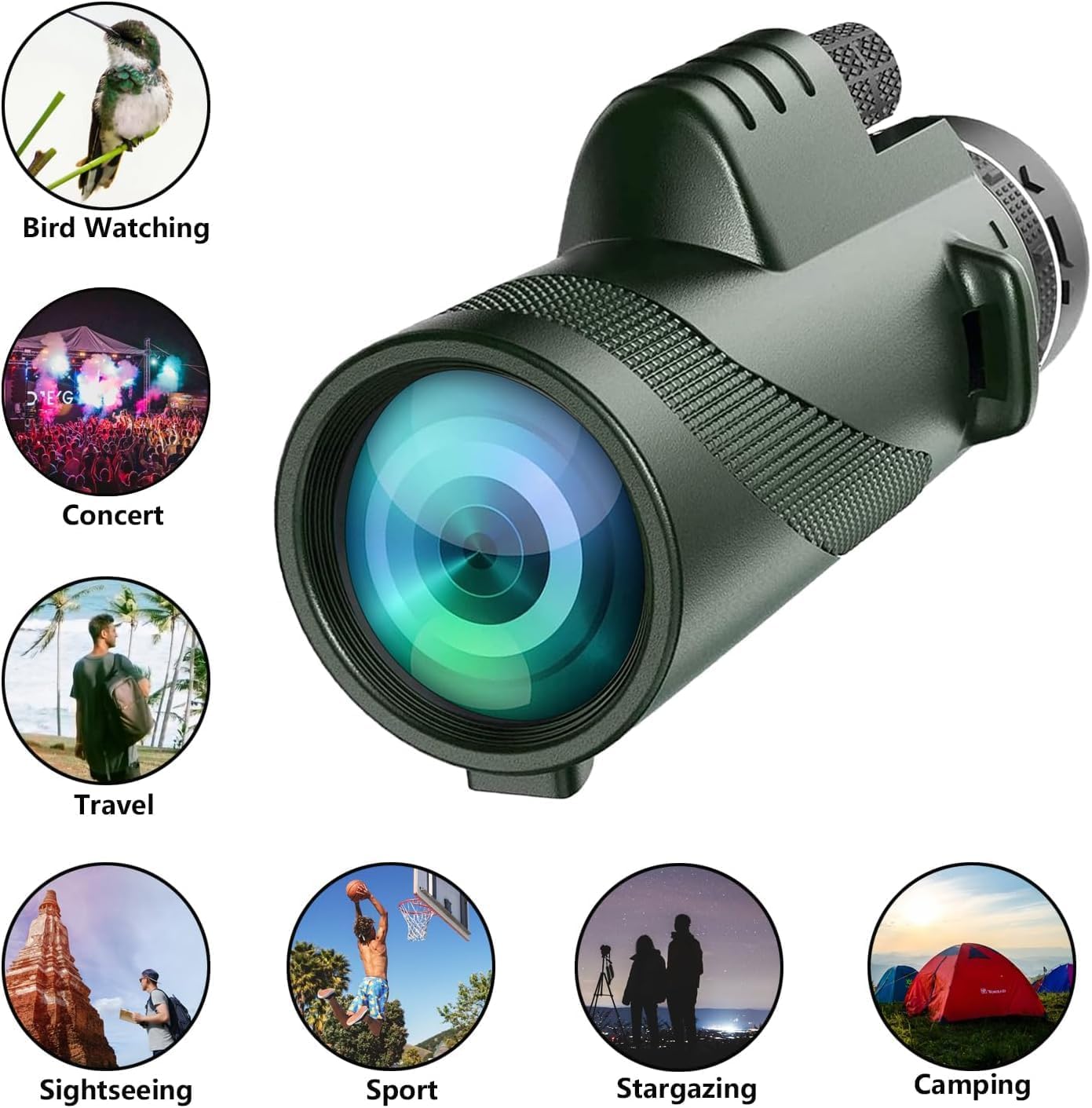 80x100 HD Monocular Telescope with Tripod & Phone Adapter encalife