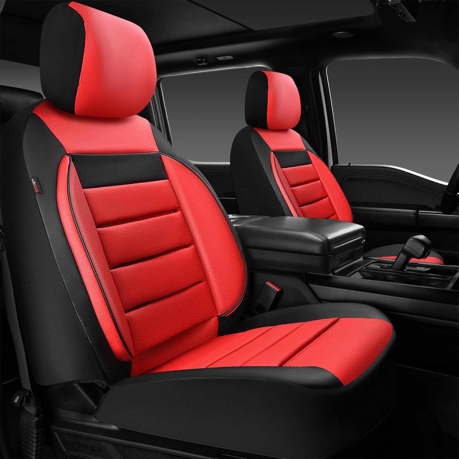 Faux Leather Front Car Seat Covers 3D Foam Support encalife