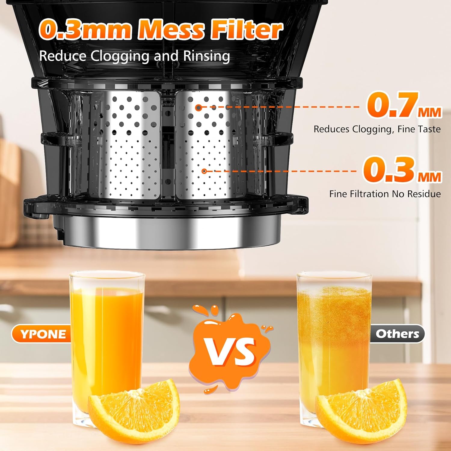 EncaLife Cold Press Juicer Machine – 5.8” Feed Chute, 400W Slow Masticating Juicer encalife