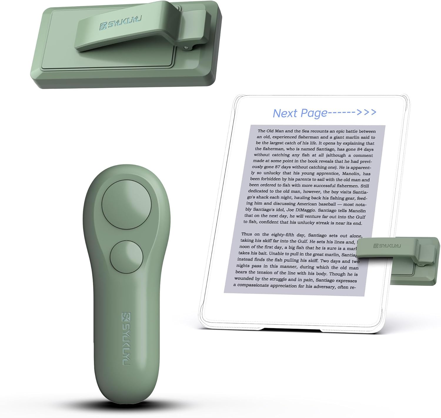 Silent Page Turner Remote for Comfortable Travel Reading encalife