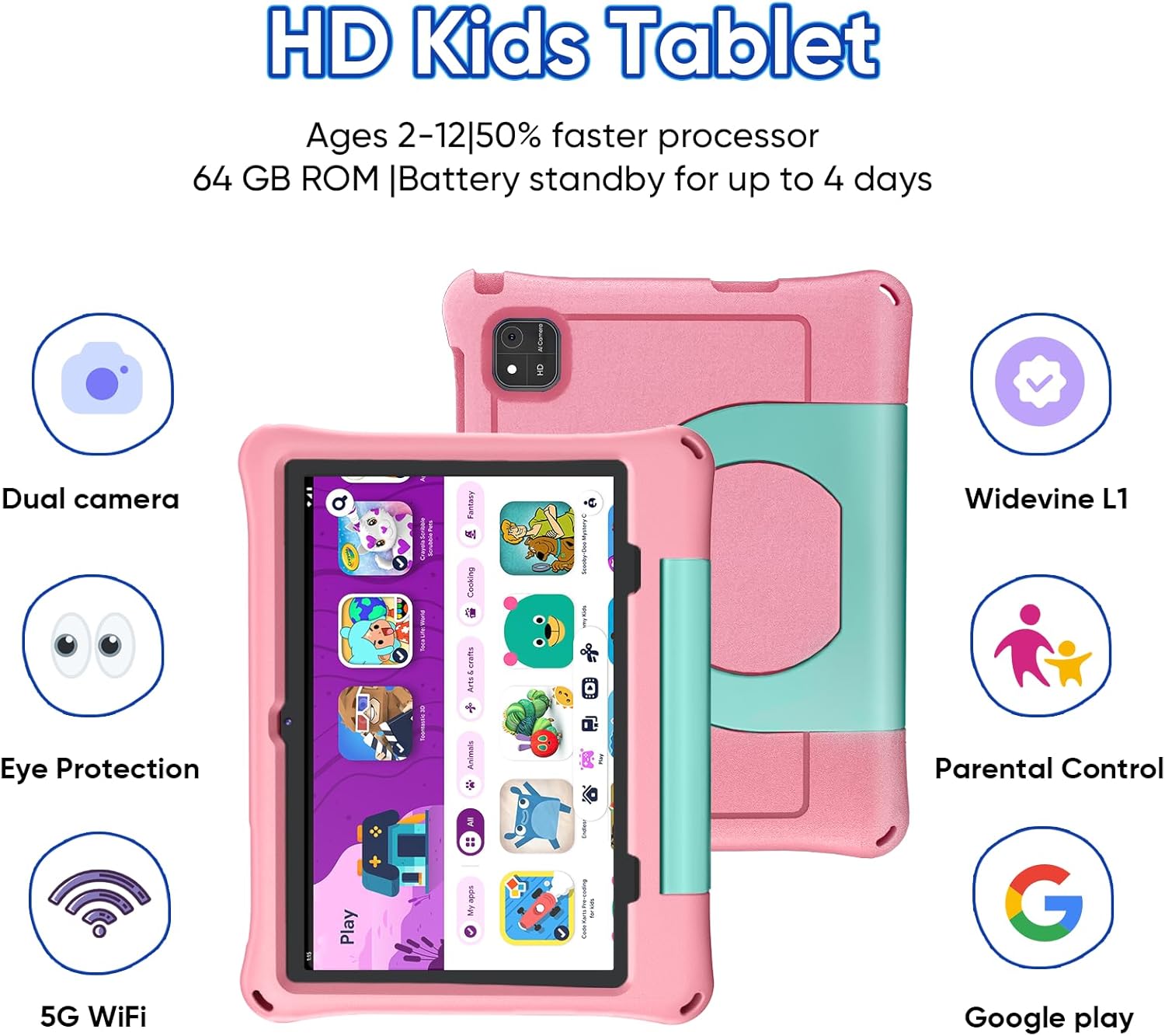 10 Inch Android Tablet for Kid with Case encalife