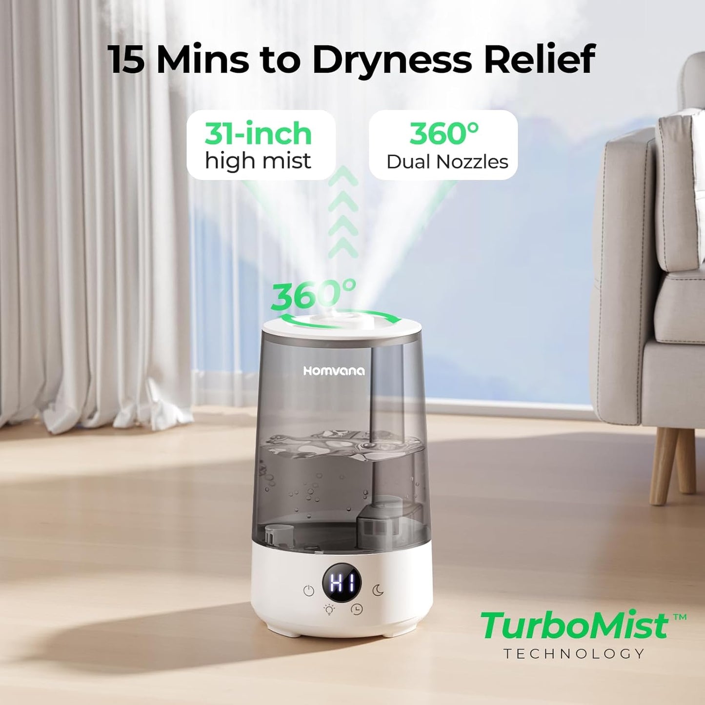 Cool Mist Humidifier | 3.6L | 3-In-1 Design encalife