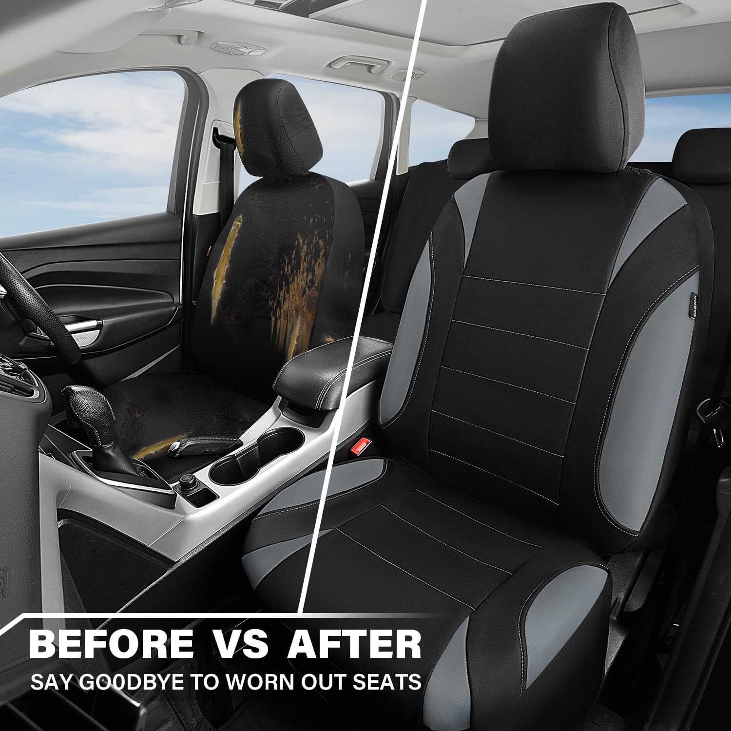 Waterproof Neoprene Front Car Seat Covers with Headrest encalife