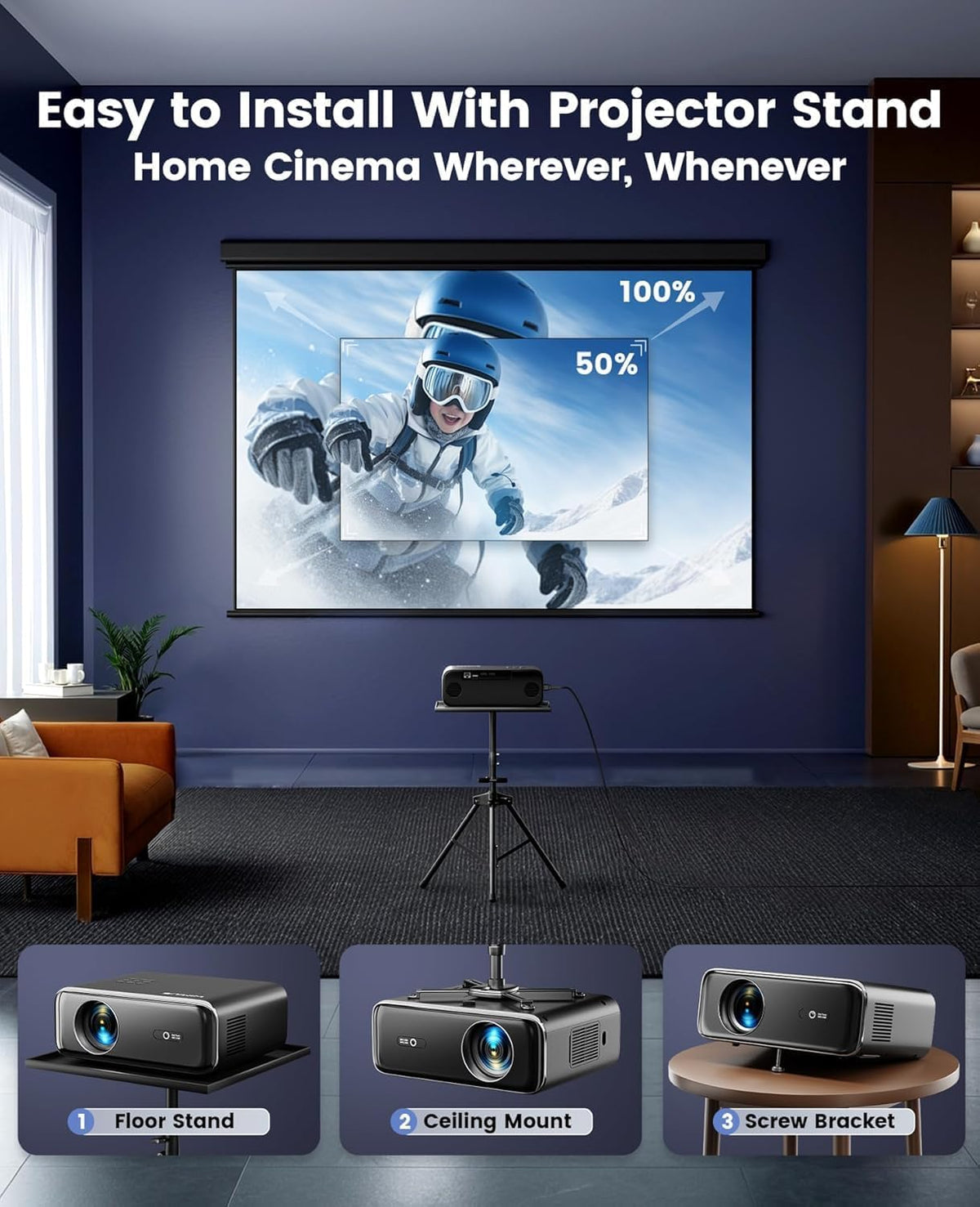 Smart 4K Bedroom Projector encalife
